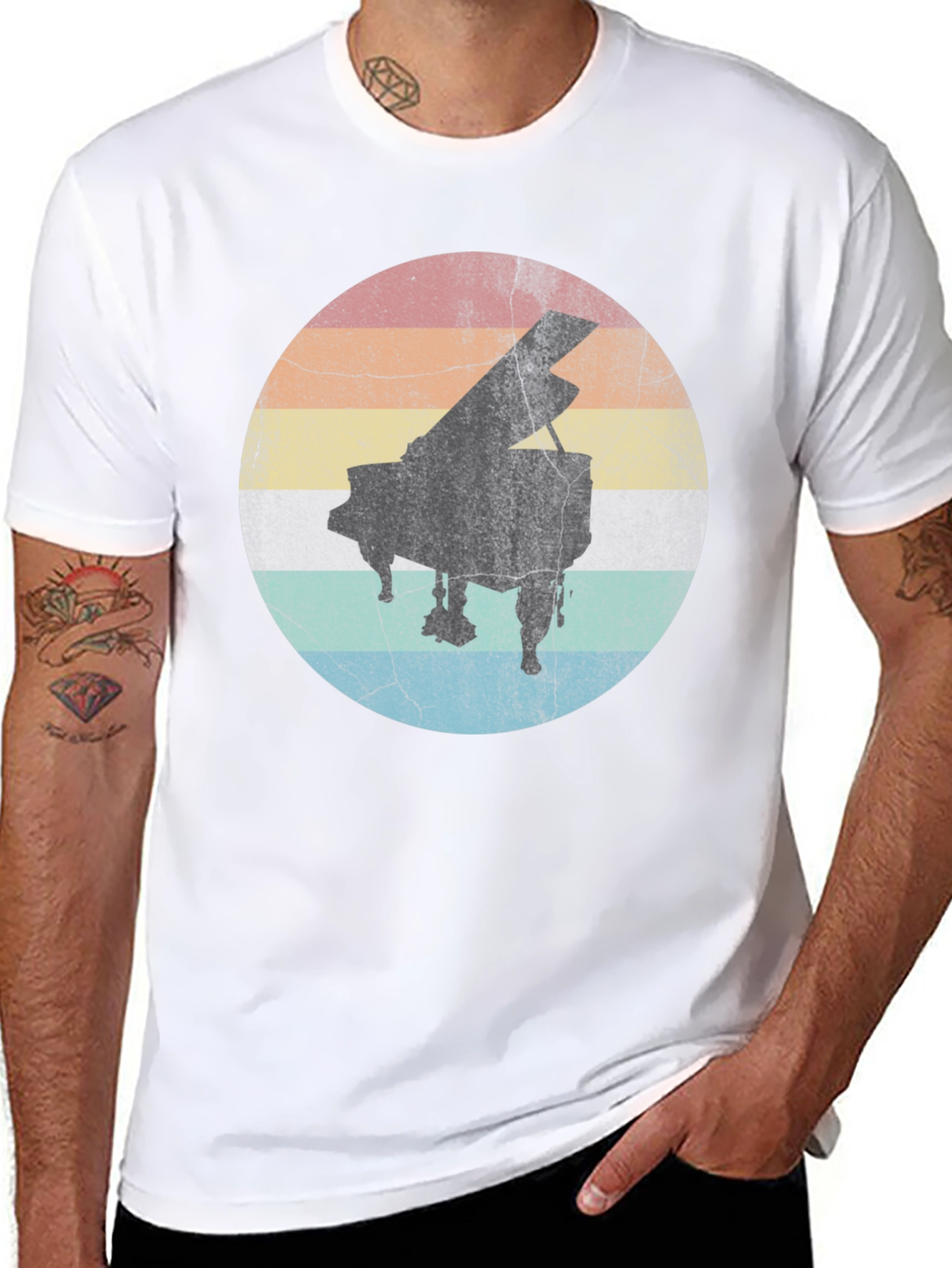 Retro Piano Sunset T-Shirt - Classic Music Tee