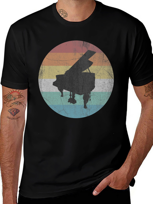 Retro Piano Sunset T-Shirt - Classic Music Tee