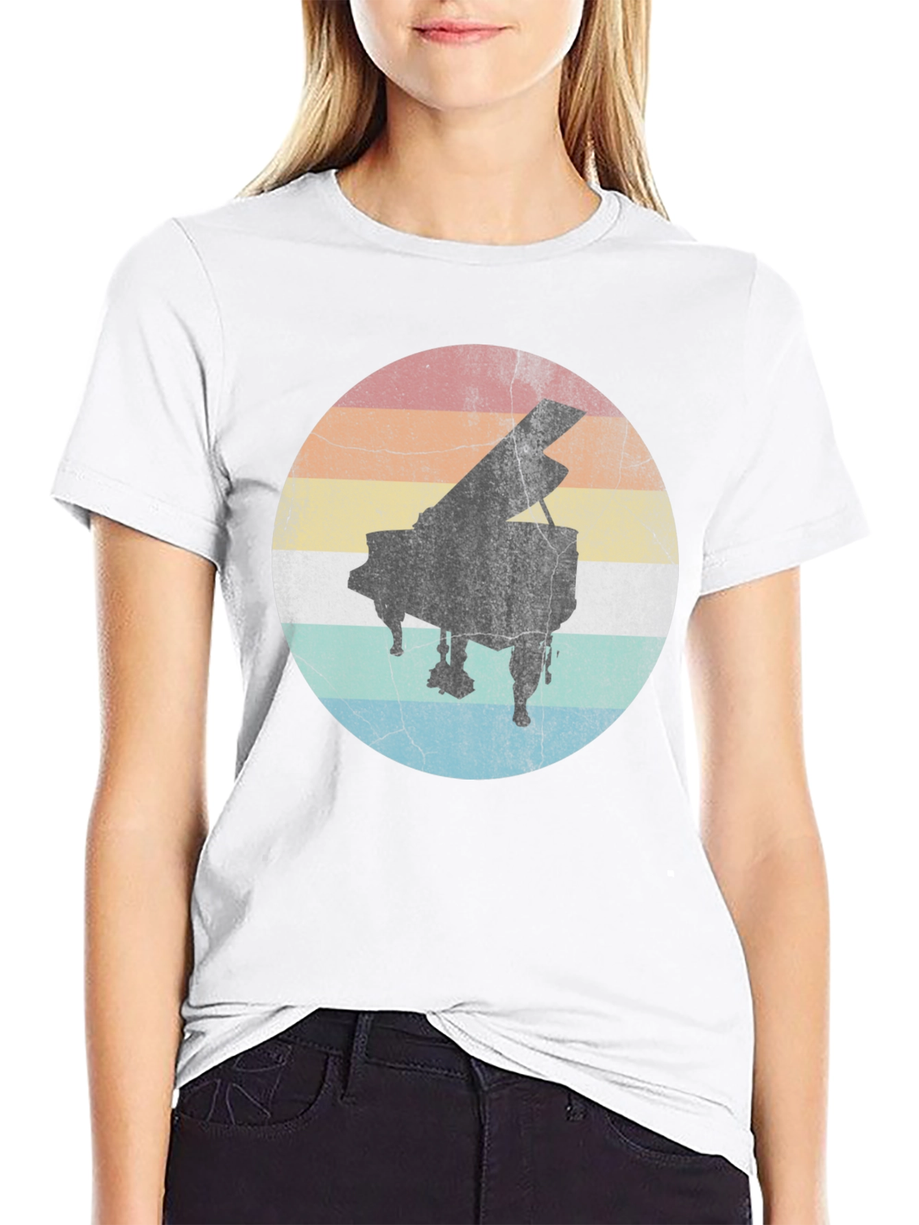 Retro Piano Sunset T-Shirt - Classic Music Tee