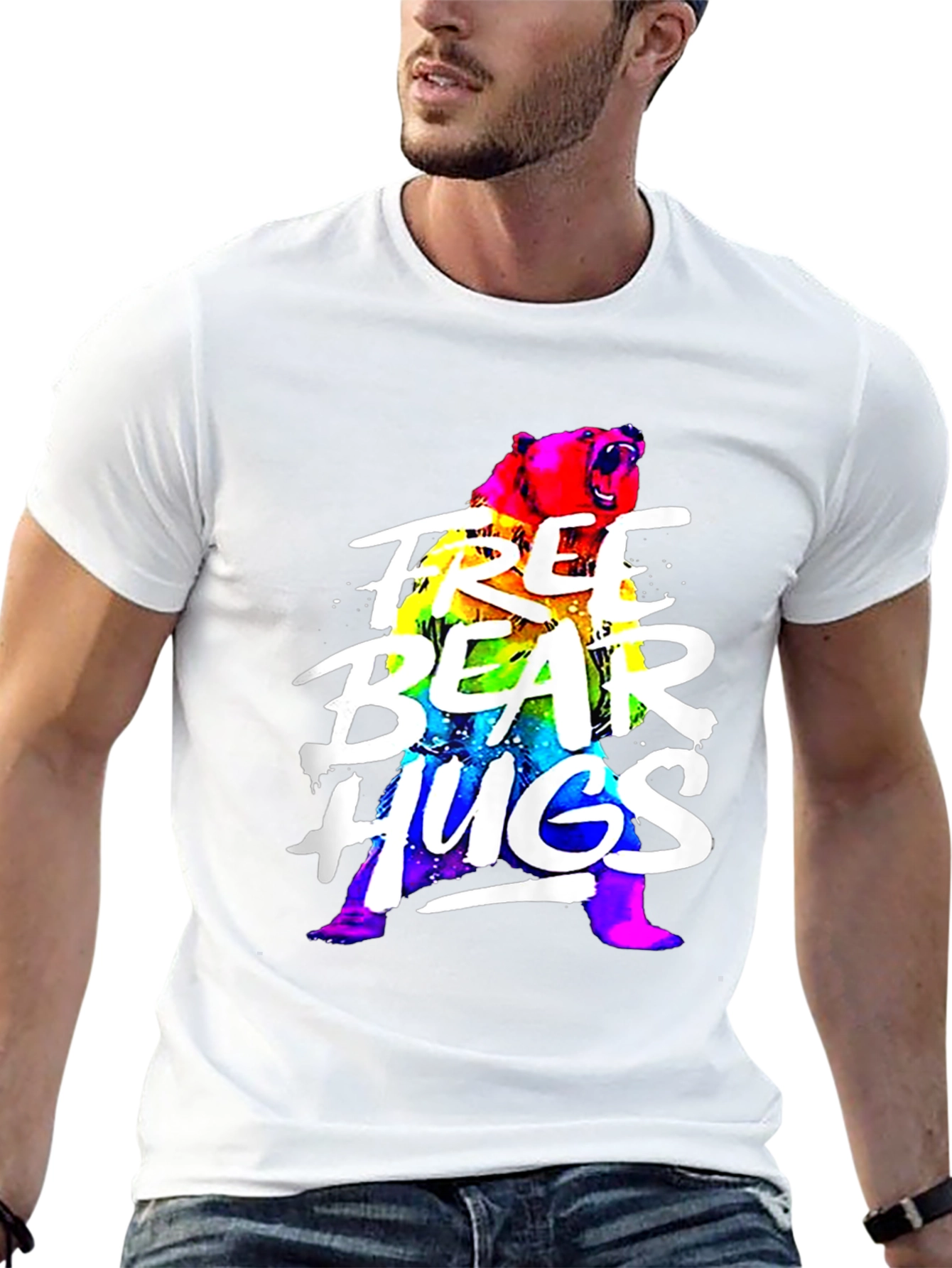 Free Bear Hugs Graphic T-Shirt - Black