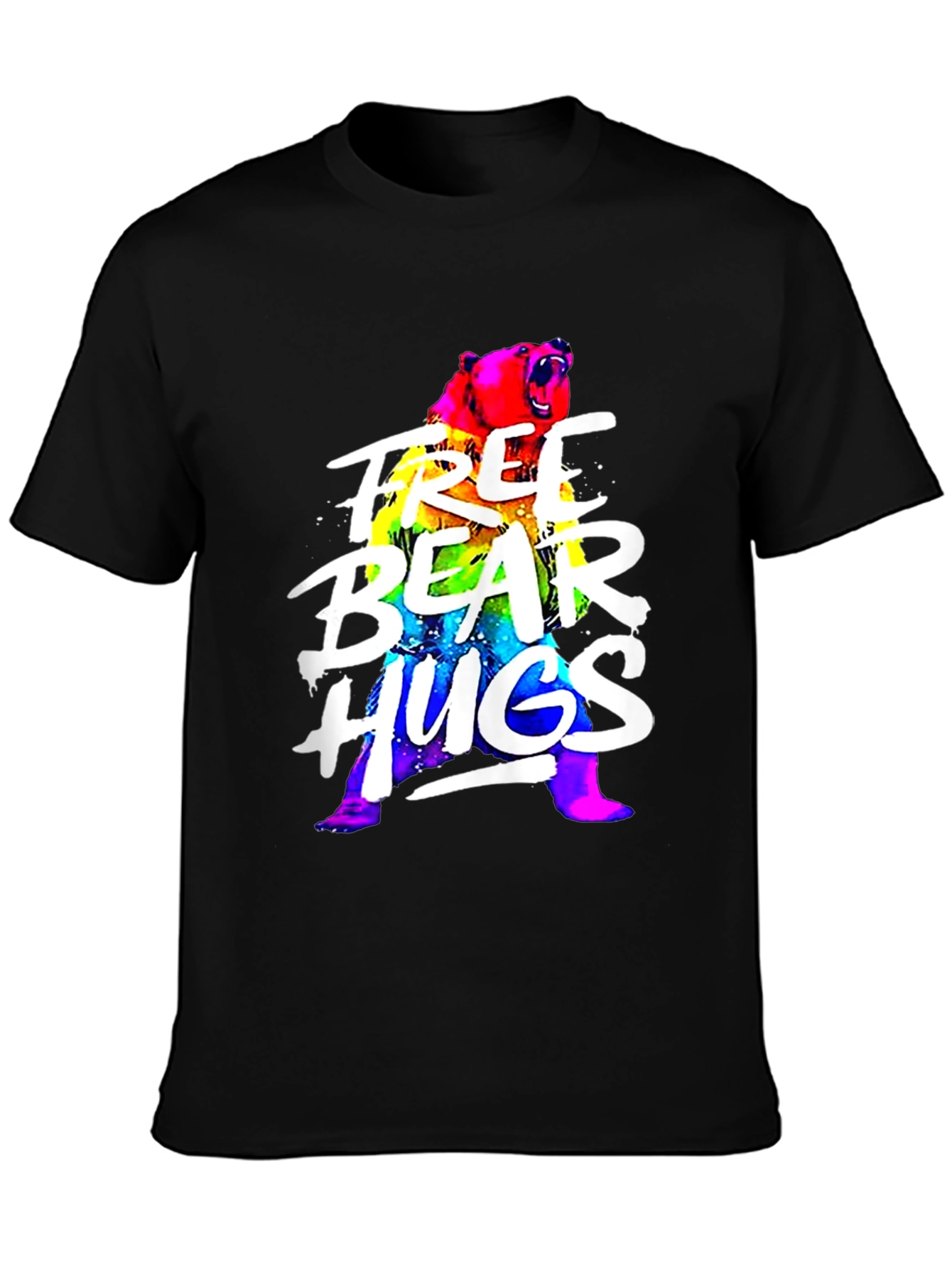 Free Bear Hugs Graphic T-Shirt - Black