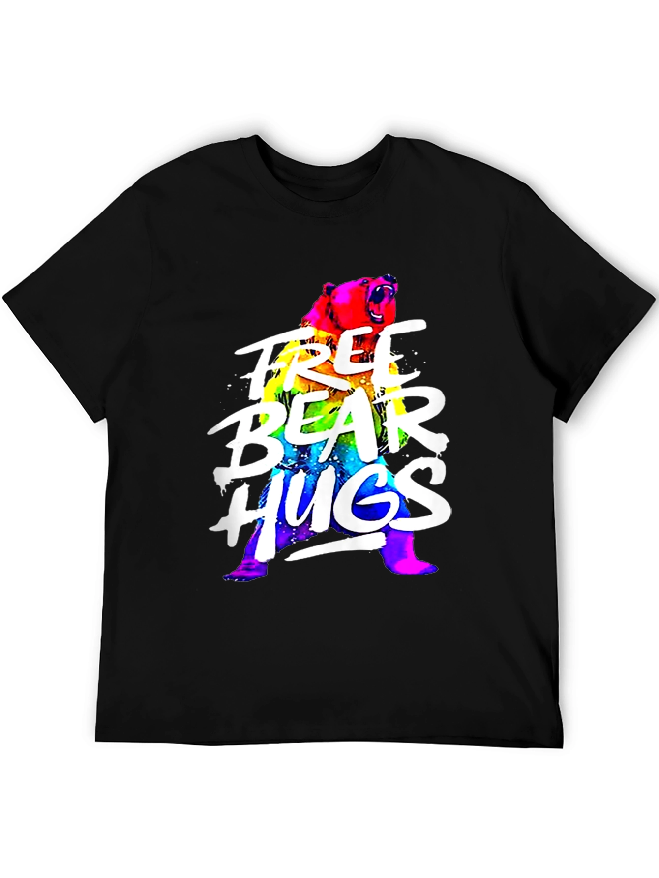 Free Bear Hugs Graphic T-Shirt - Black