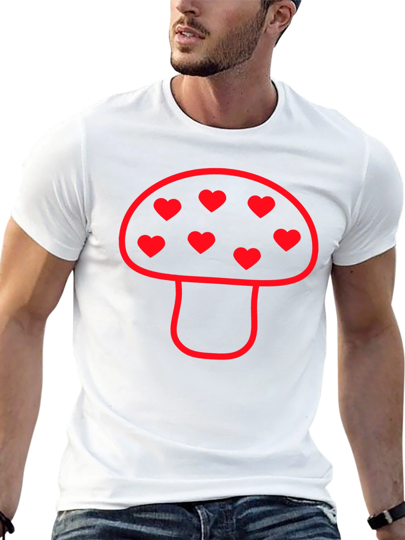 Mushroom Heart Tee - Funky Black T-Shirt