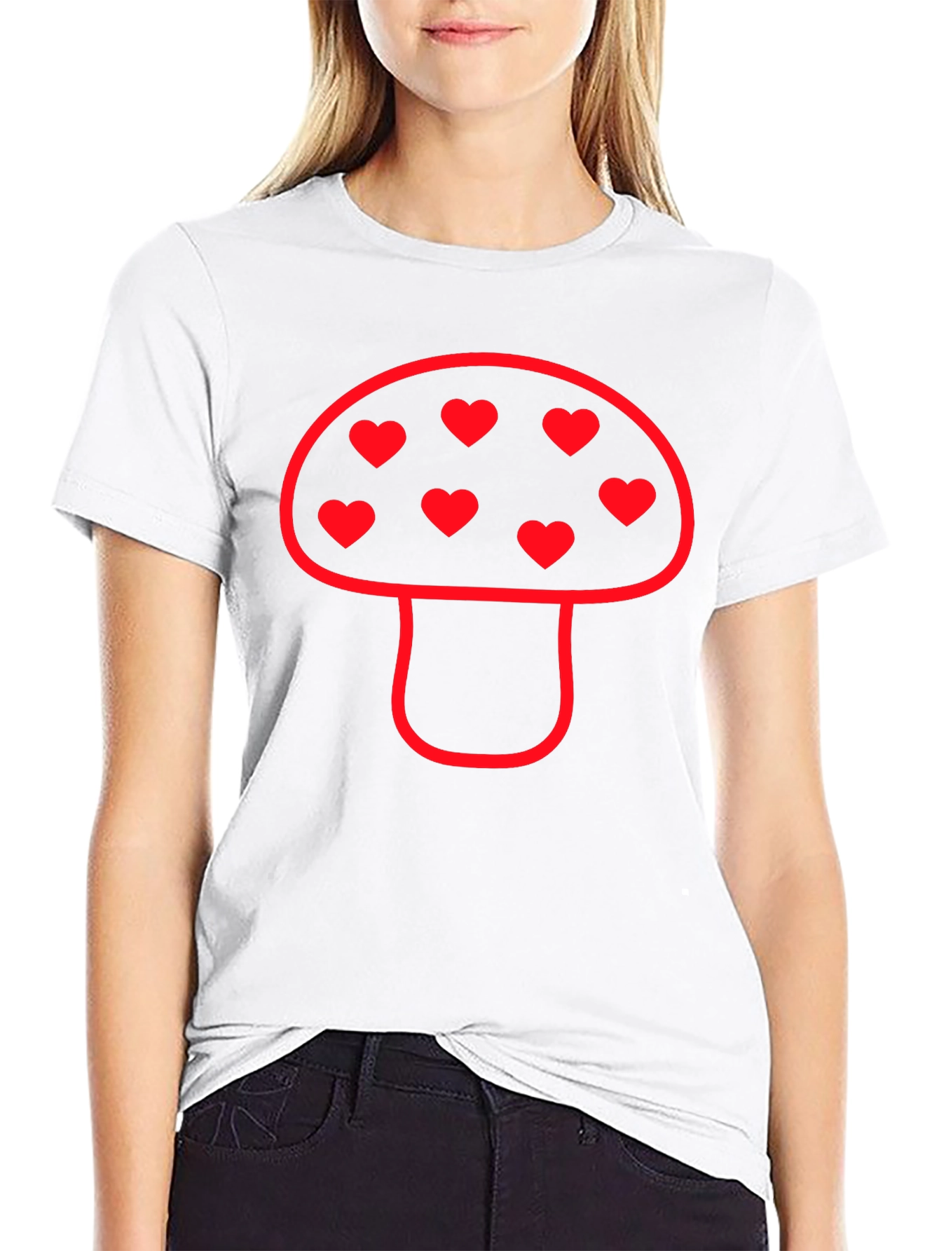 Mushroom Heart Tee - Funky Black T-Shirt