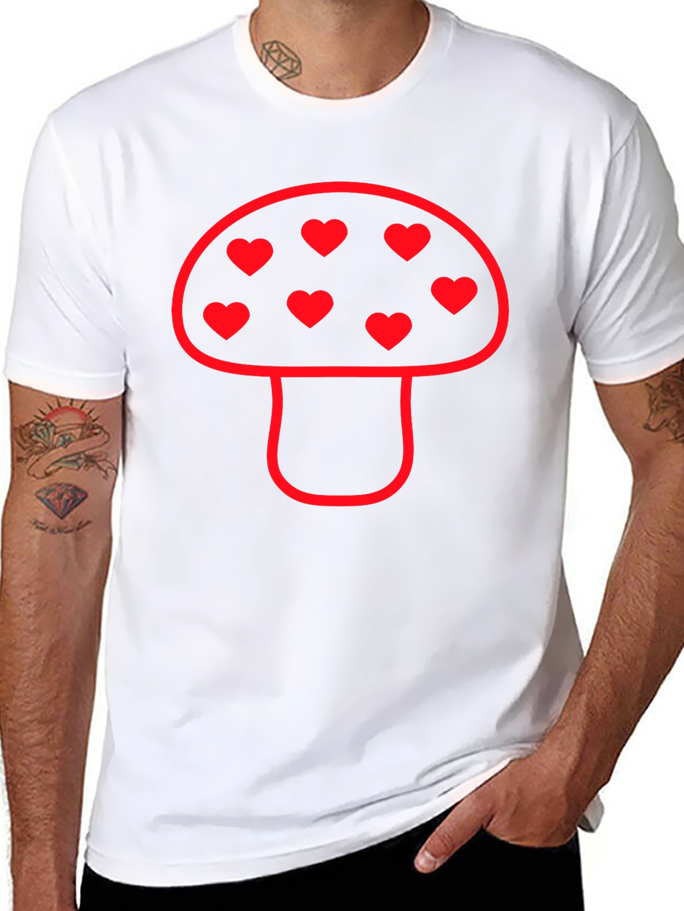 Mushroom Heart Tee - Funky Black T-Shirt