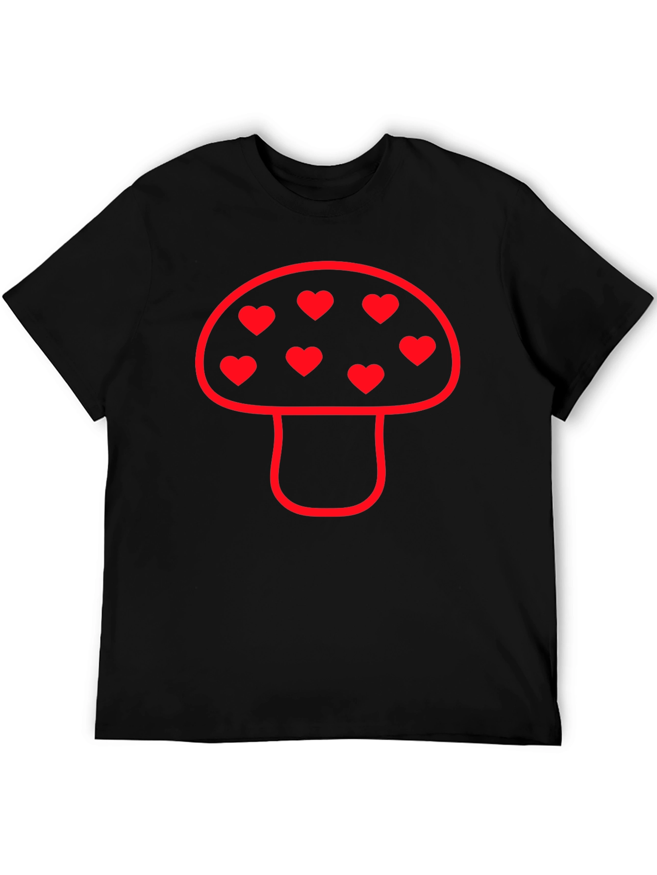 Mushroom Heart Tee - Funky Black T-Shirt