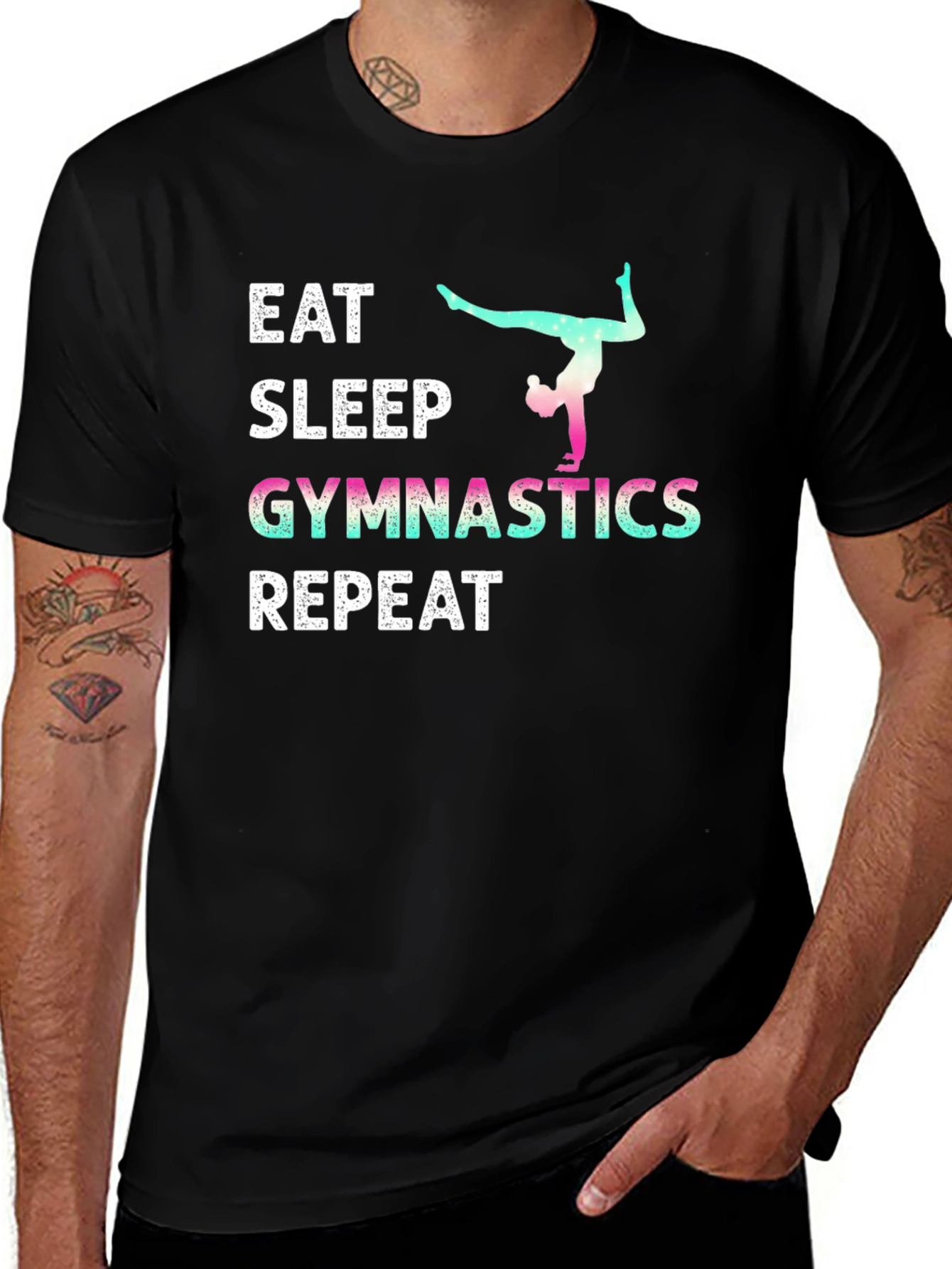 Eat Sleep Gymnastics Repeat Black T-Shirt