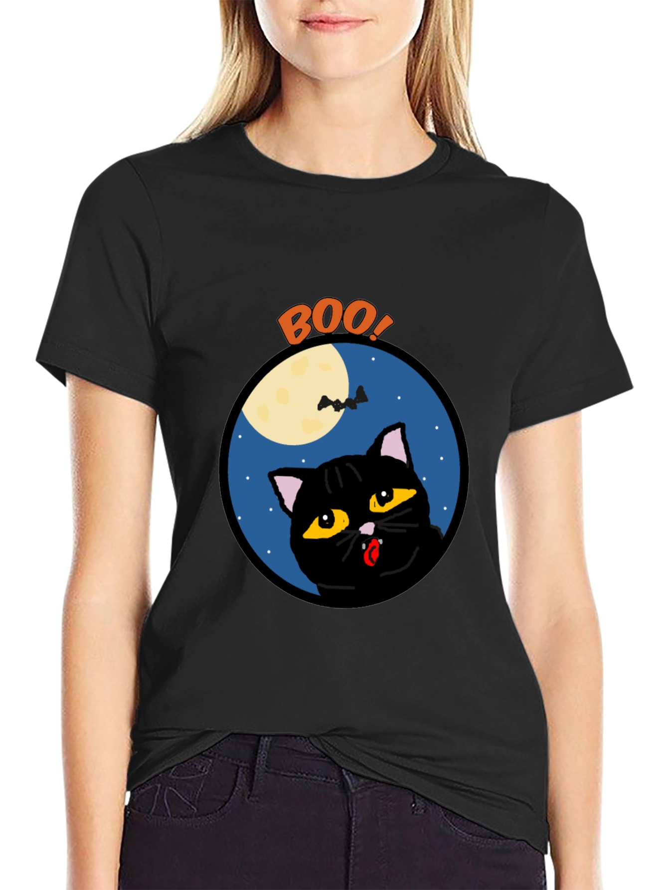 Boo! Halloween Black Cat T-Shirt