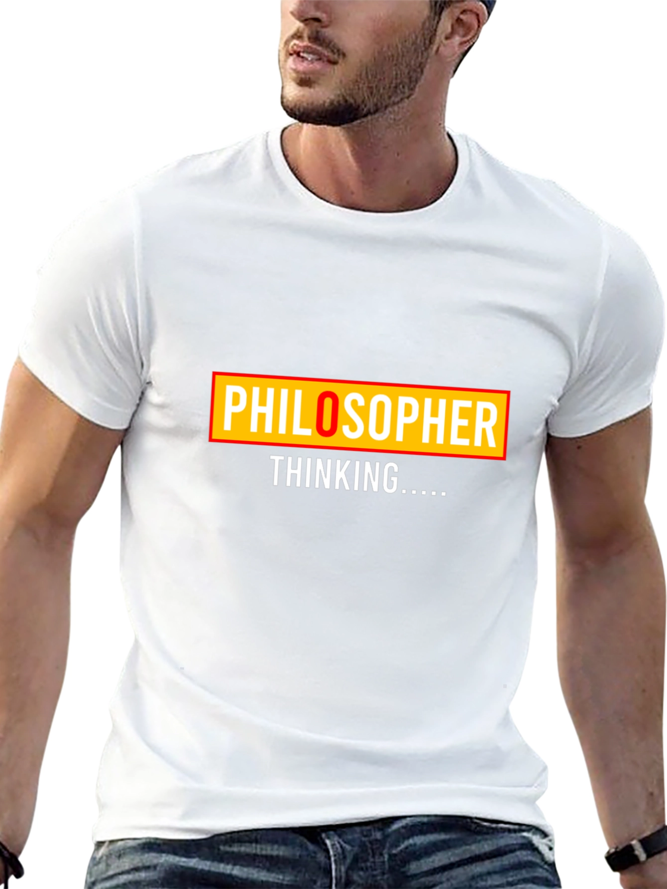 Philosopher Thinking Graphic Tee - Black Cotton T-Shirt