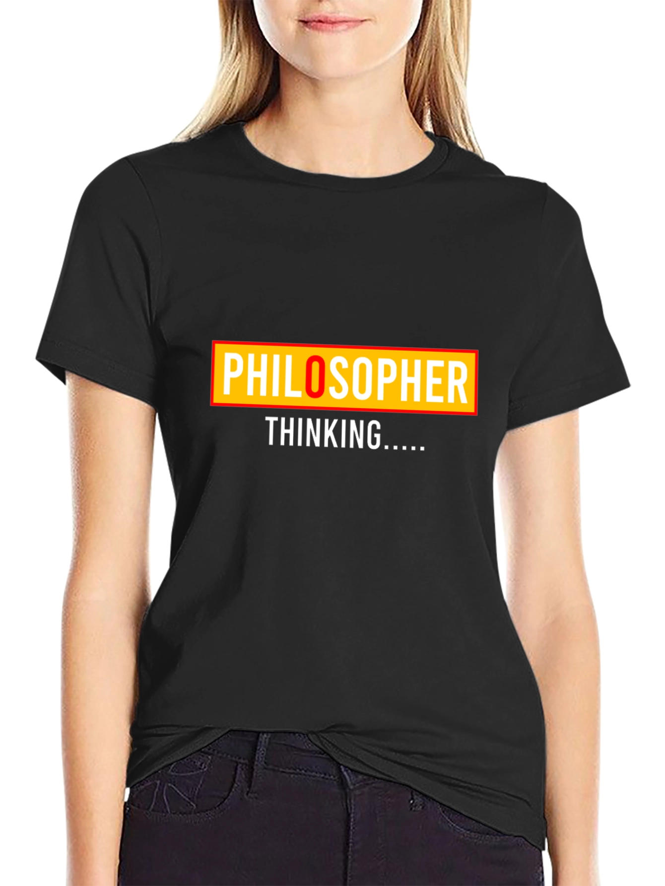 Philosopher Thinking Graphic Tee - Black Cotton T-Shirt
