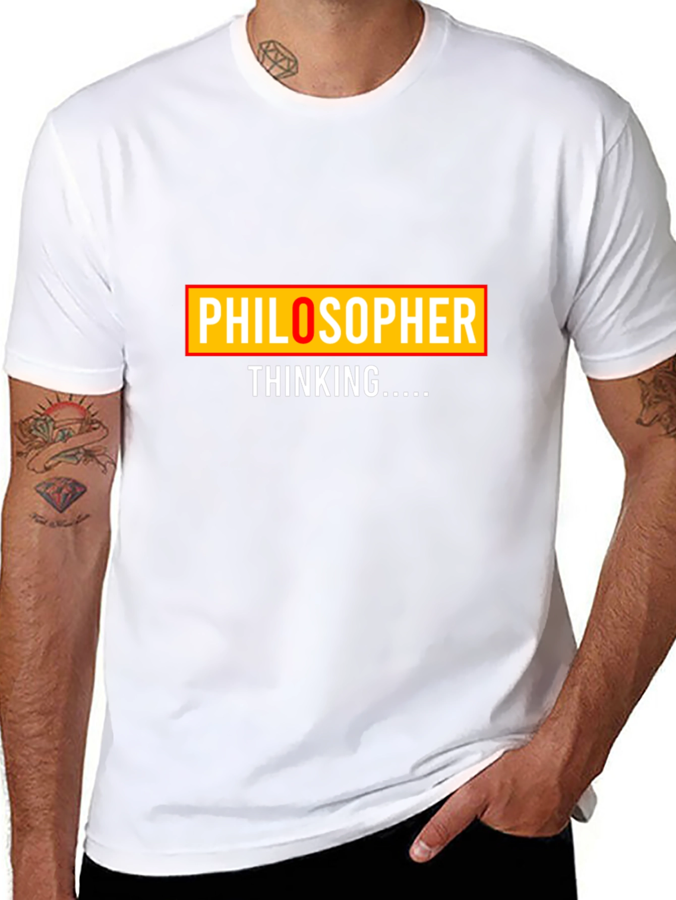 Philosopher Thinking Graphic Tee - Black Cotton T-Shirt