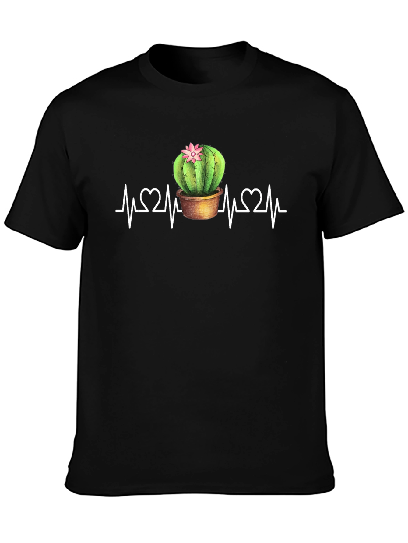 Cactus Heartbeat Graphic Tee - Black
