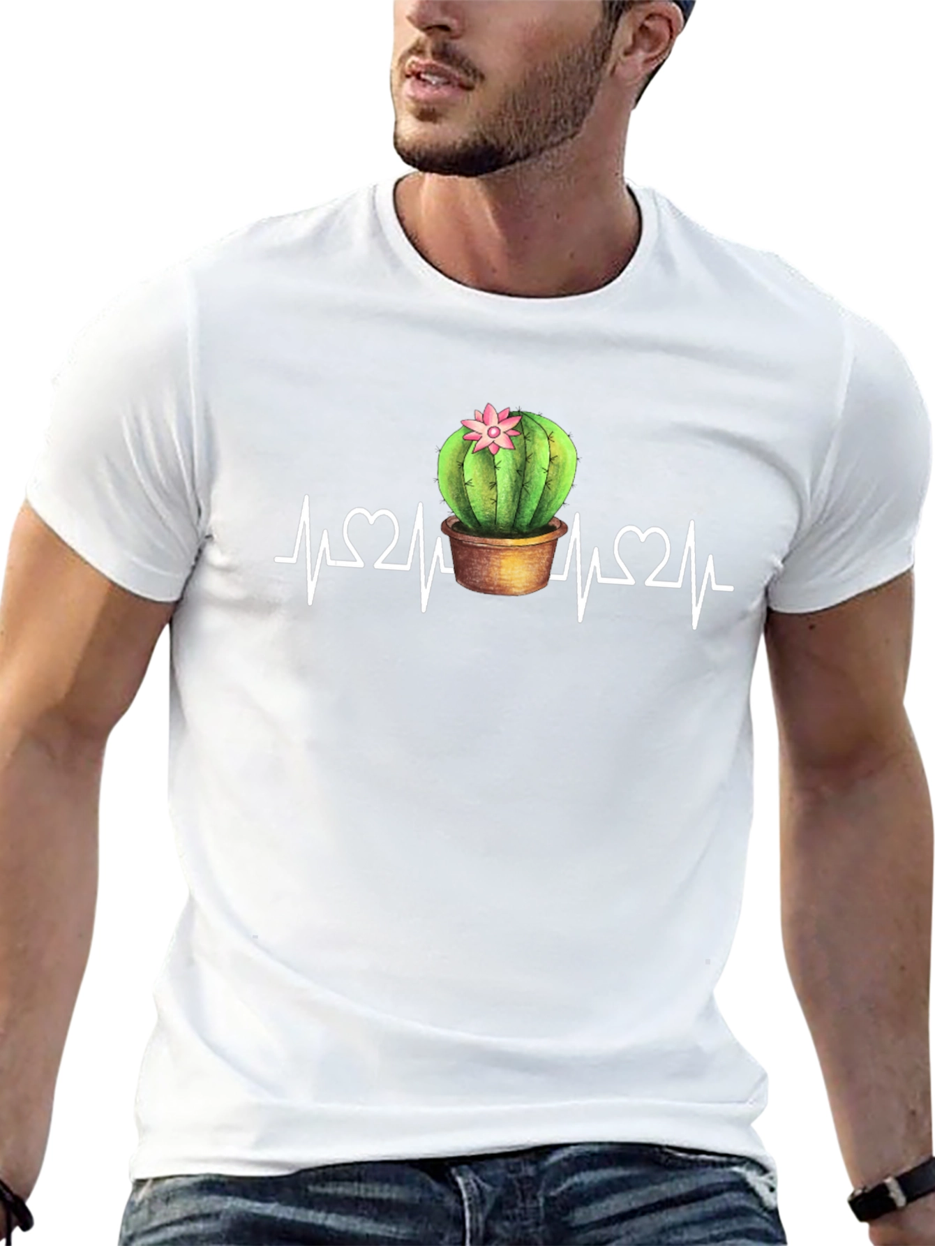 Cactus Heartbeat Graphic Tee - Black