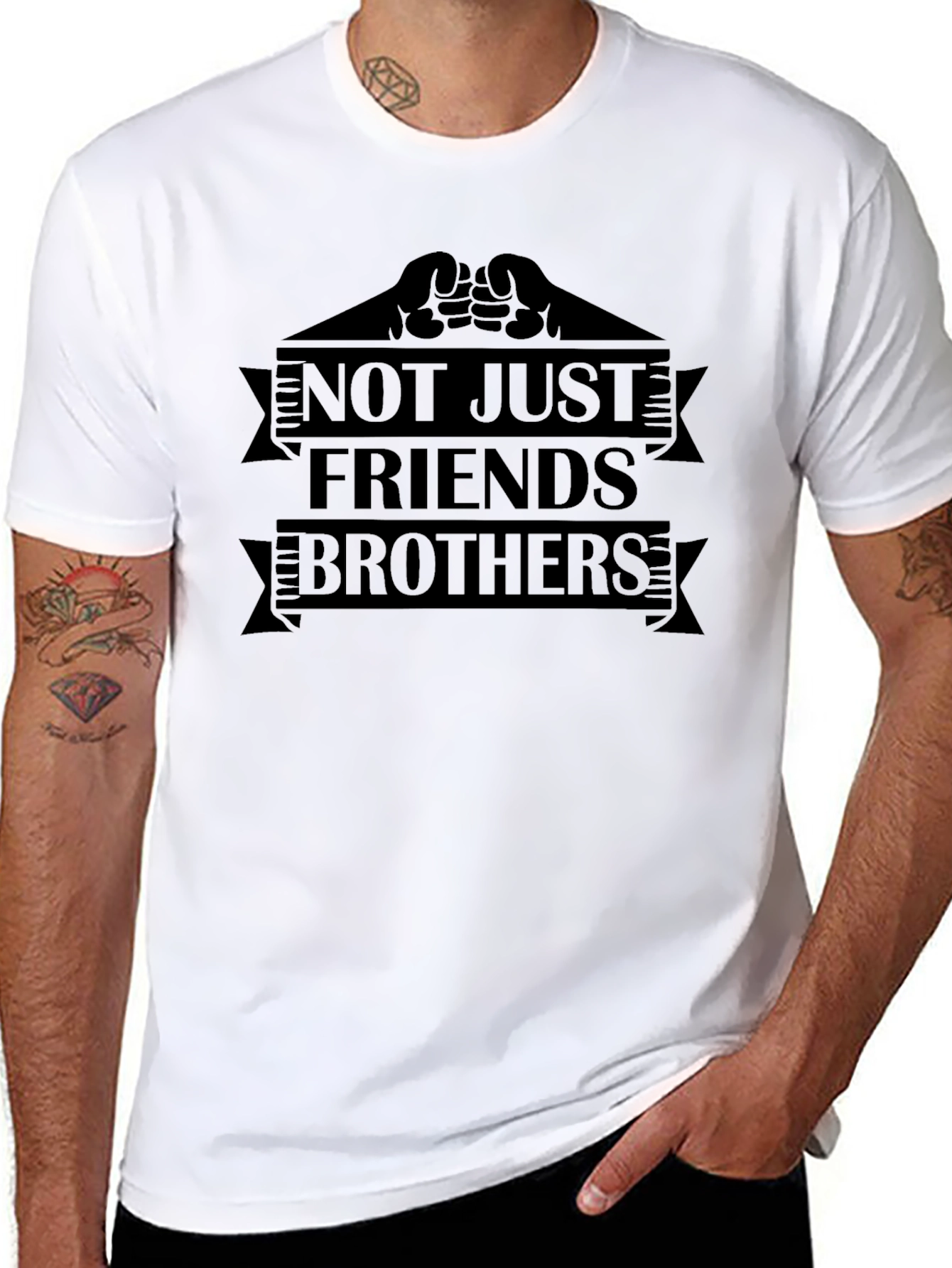 Not Just Friends Brothers T-Shirt Black Graphic Tee