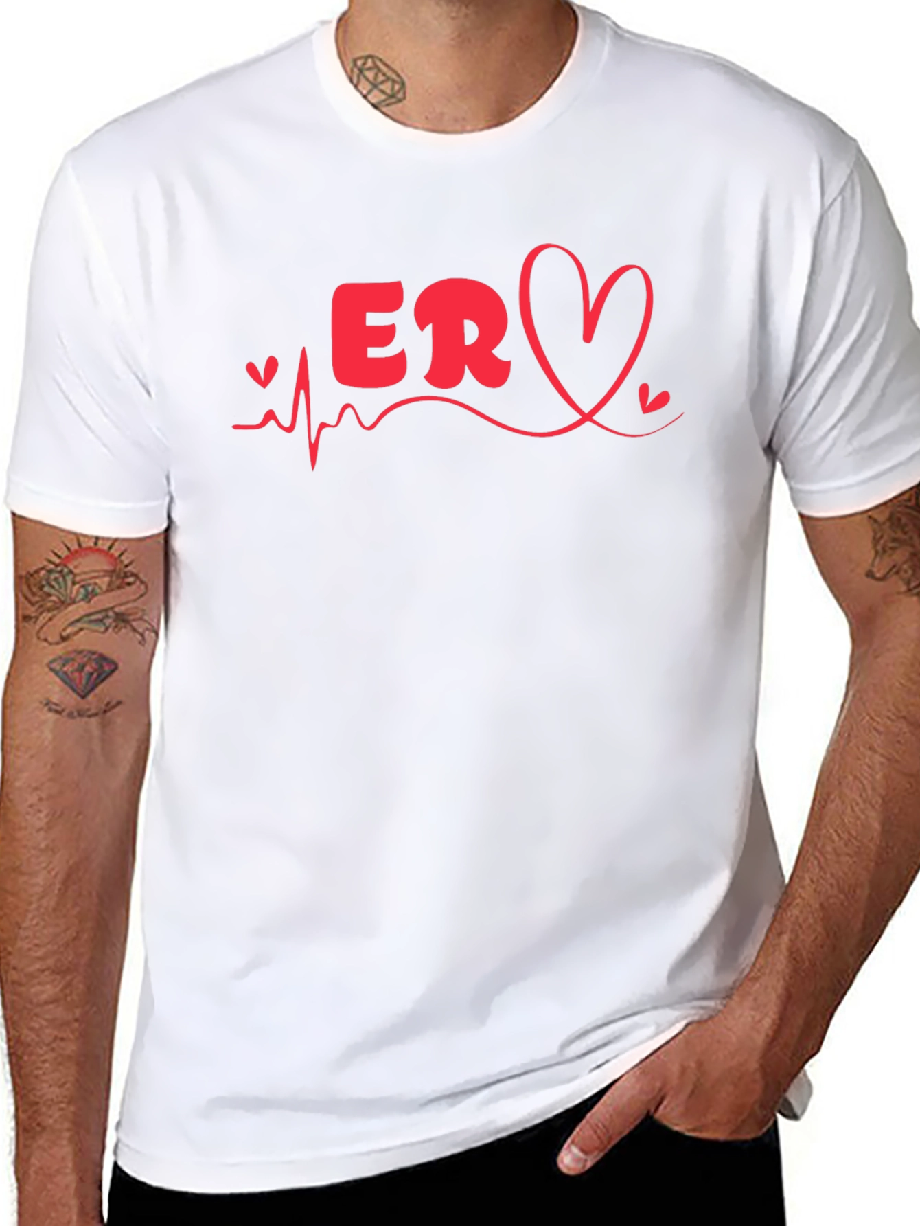 ER Nurse Heartbeat Graphic T-Shirt - Black