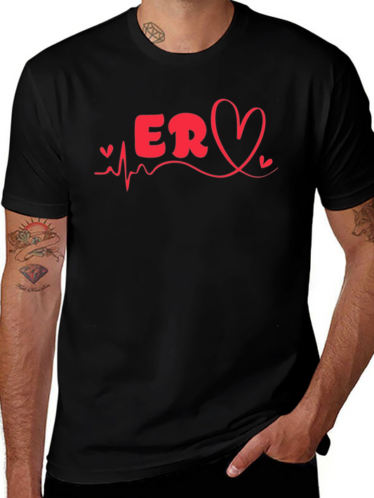 ER Nurse Heartbeat Graphic T-Shirt - Black