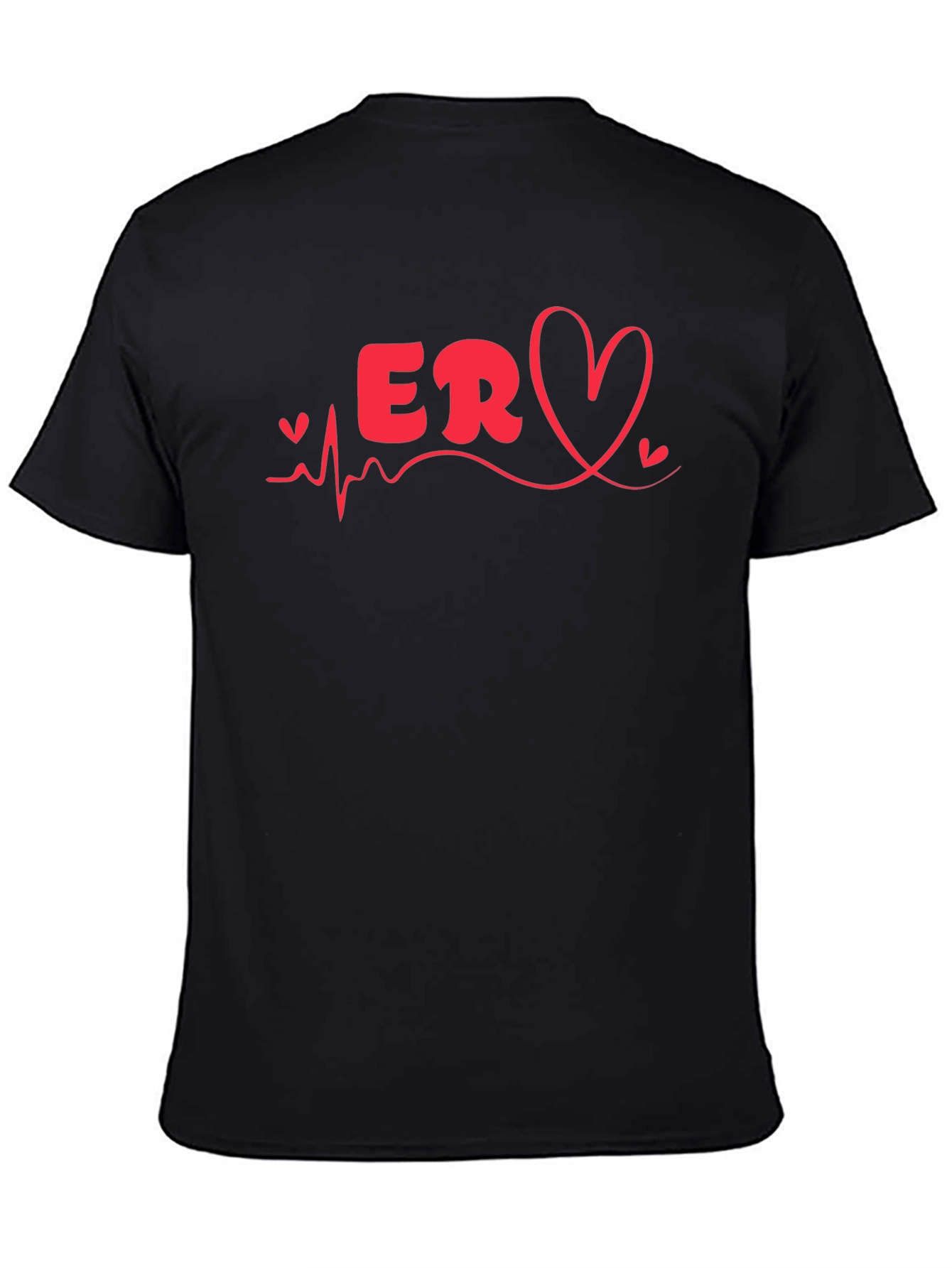 ER Nurse Heartbeat Graphic T-Shirt - Black