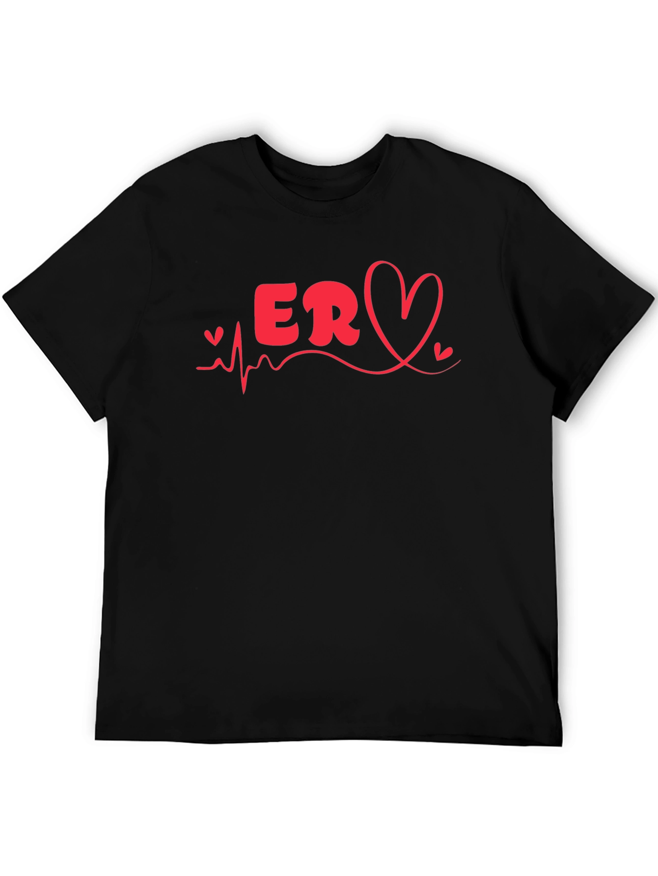 ER Nurse Heartbeat Graphic T-Shirt - Black