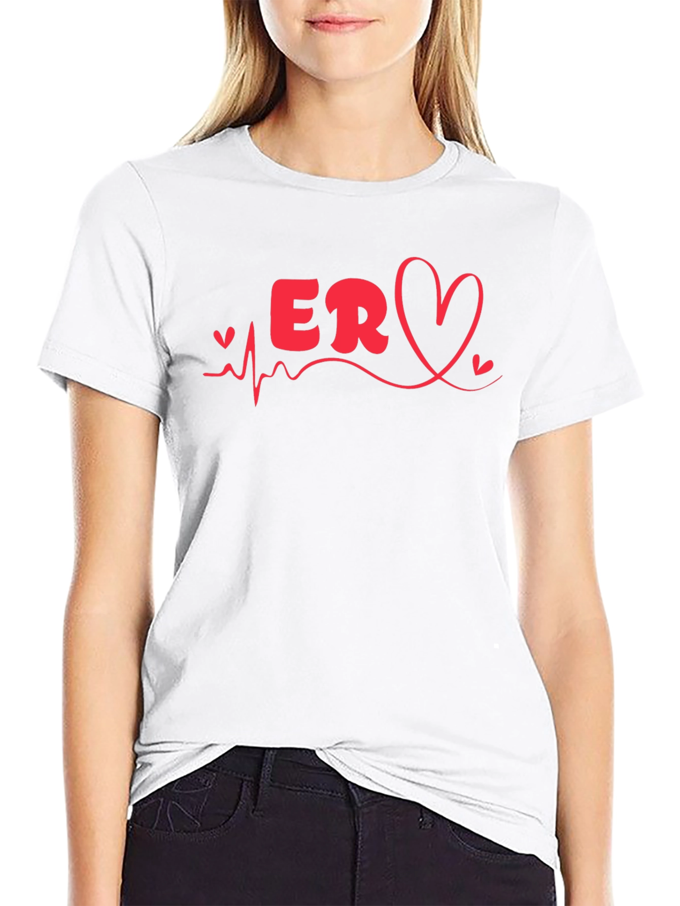 ER Nurse Heartbeat Graphic T-Shirt - Black