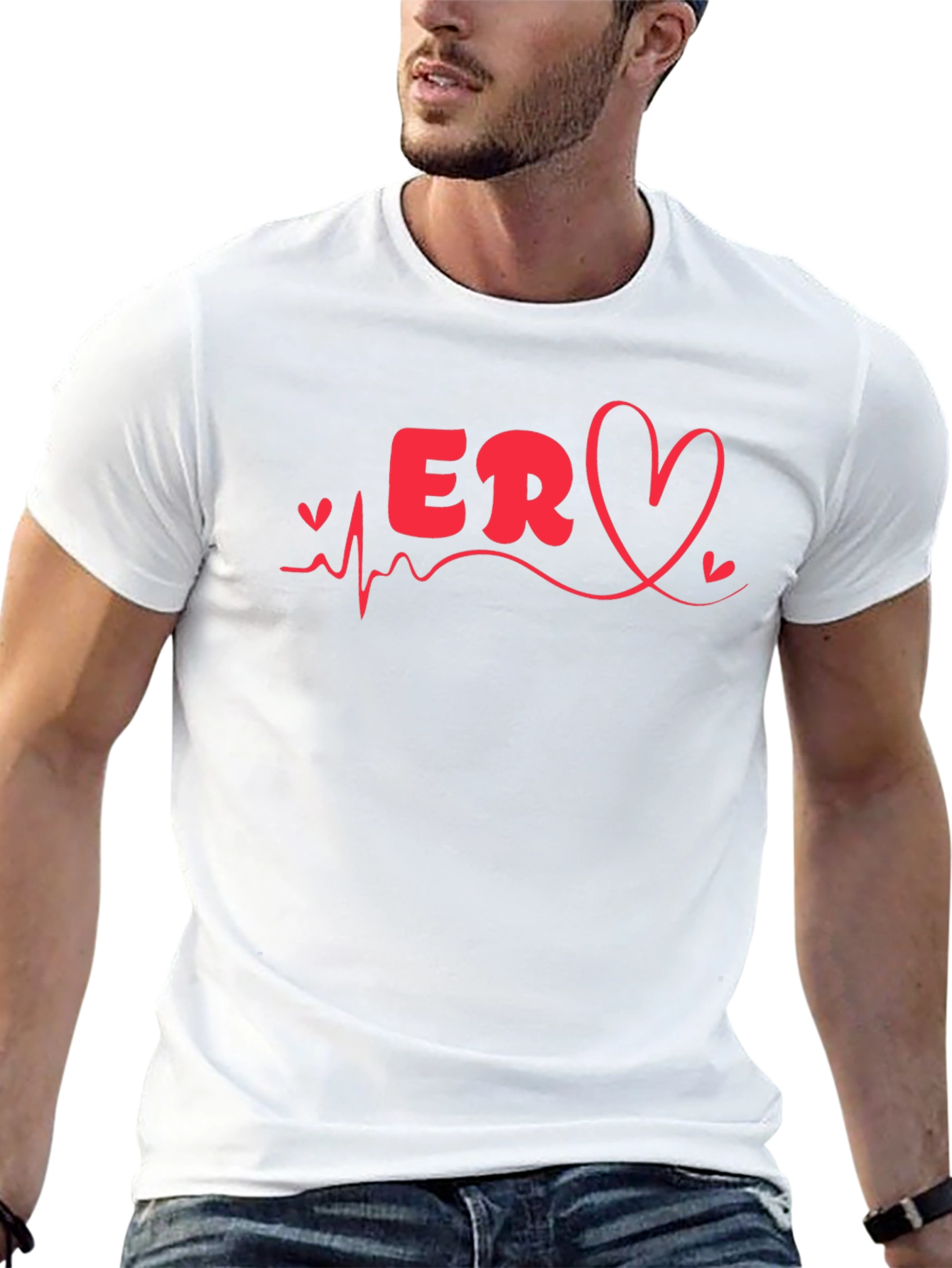 ER Nurse Heartbeat Graphic T-Shirt - Black