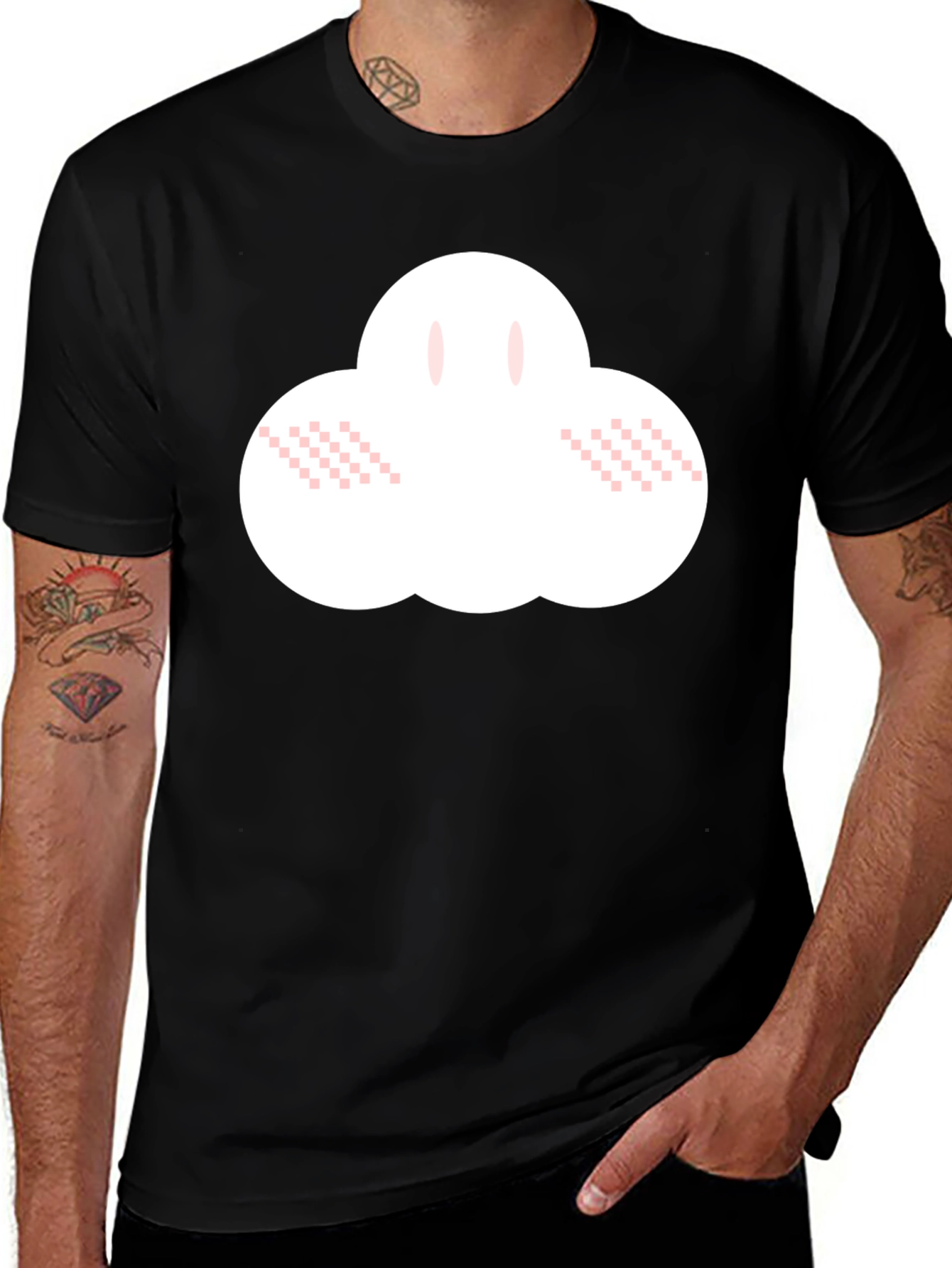 Cute Cloud Graphic Black T-Shirt