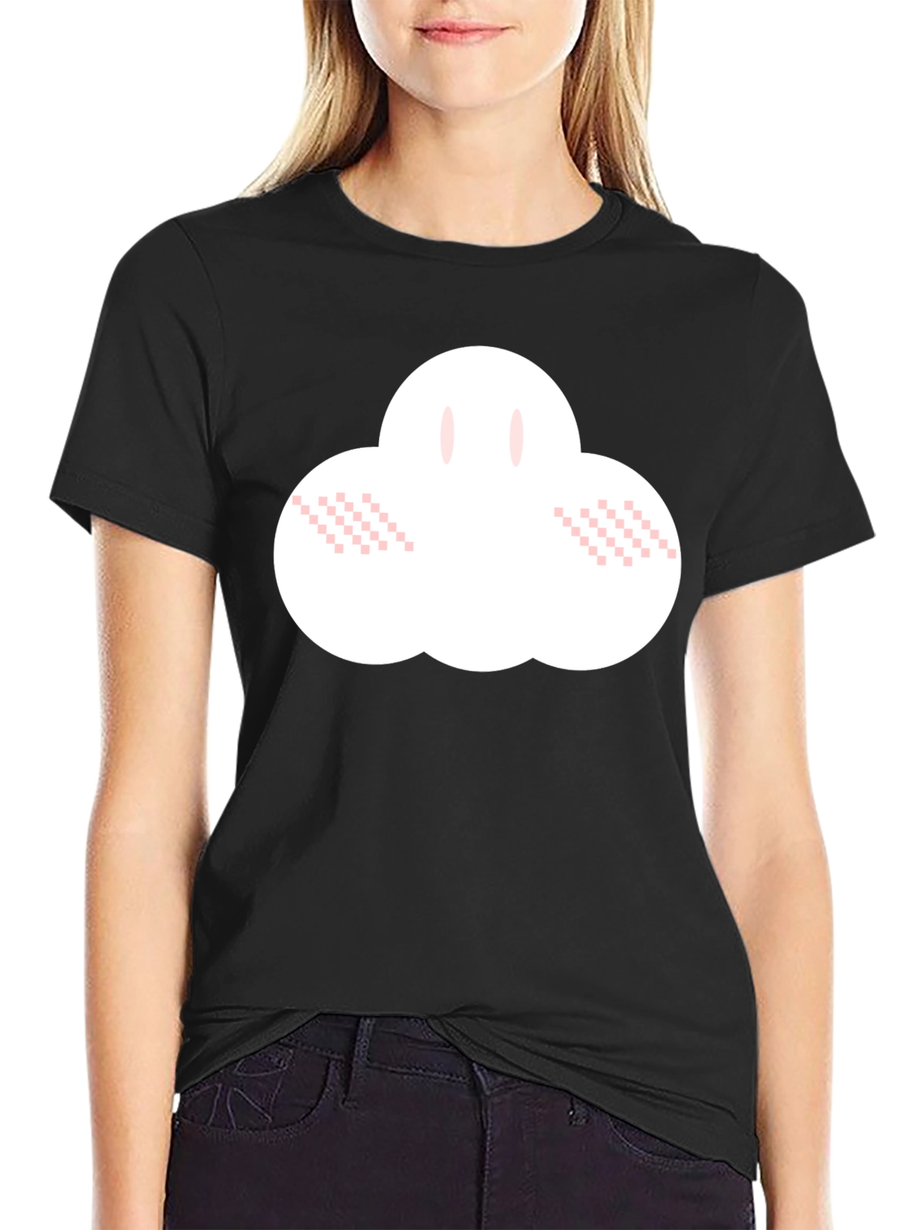 Cute Cloud Graphic Black T-Shirt