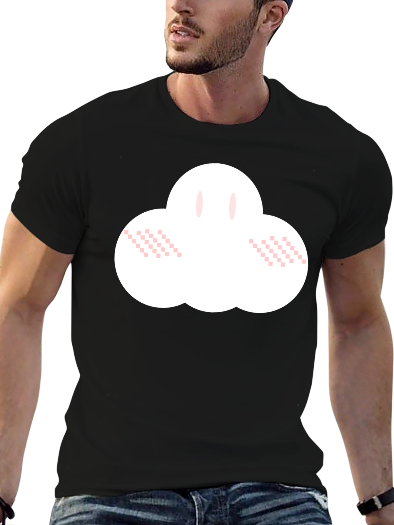 Cute Cloud Graphic Black T-Shirt