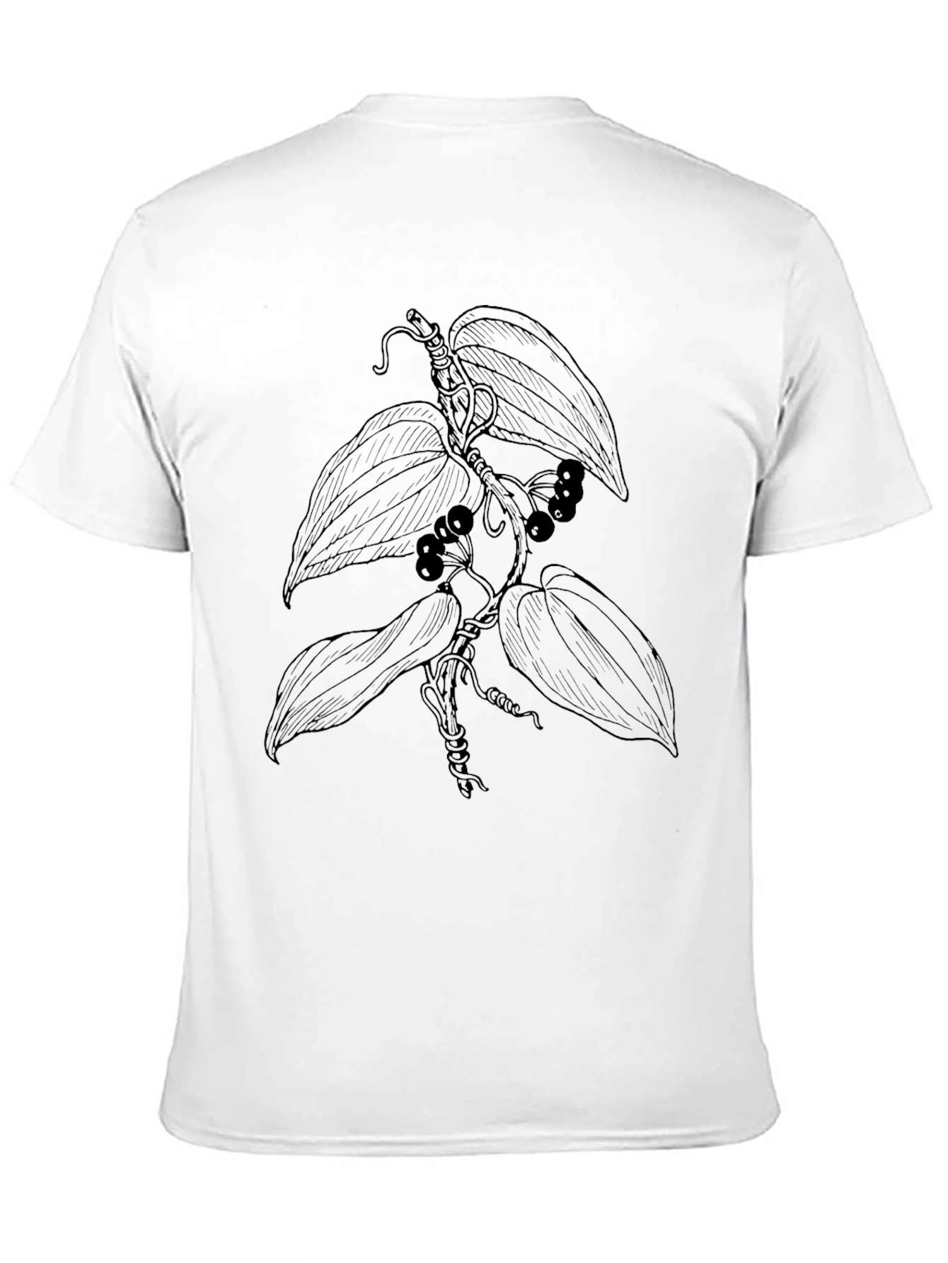 Botanical Vine Graphic Tee - Black Cotton