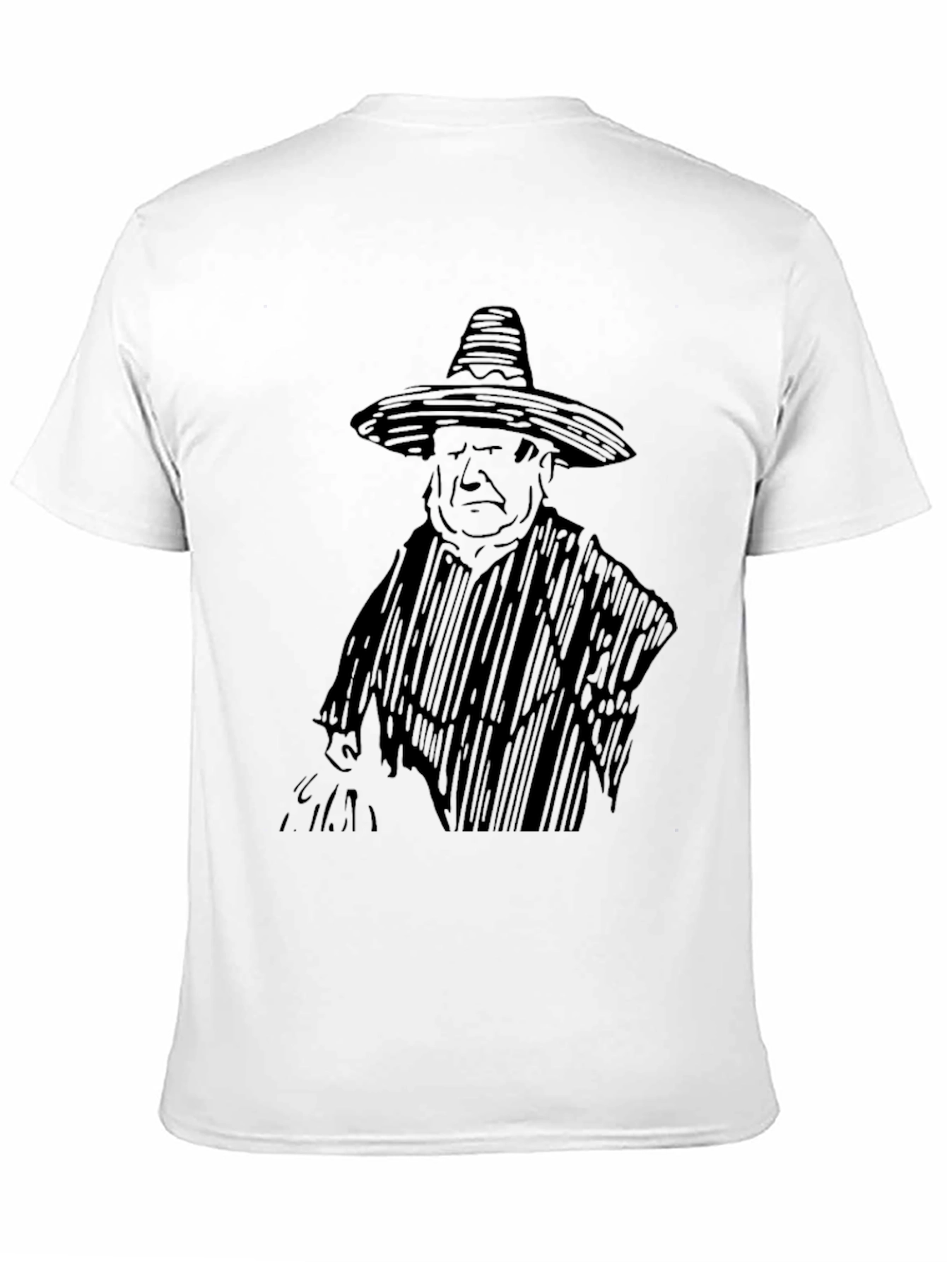 Black T-Shirt with Sombrero Sketch