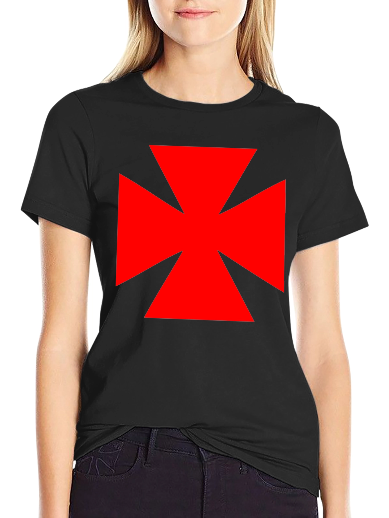 Red Cross Black T-Shirt