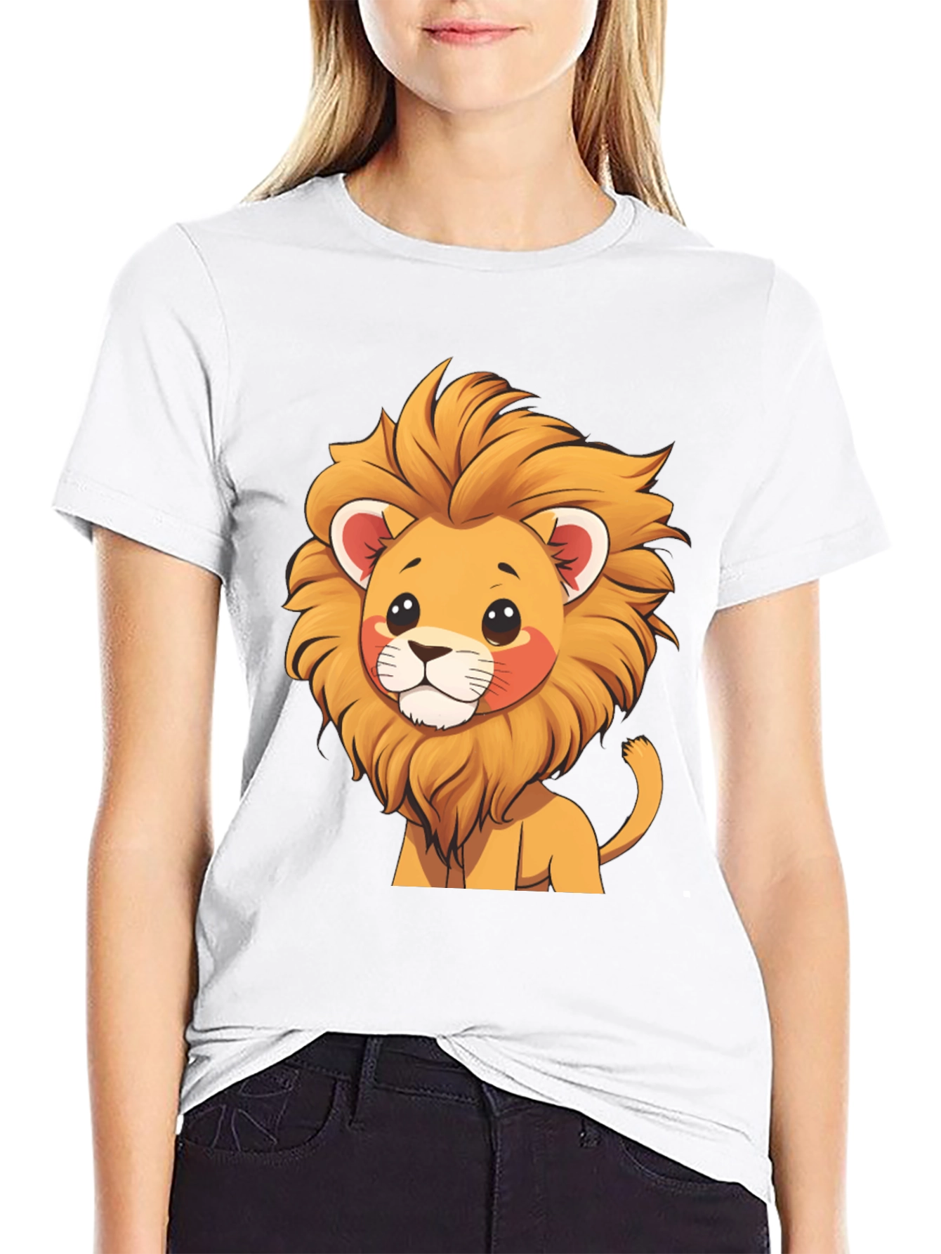 Cute Lion Graphic Tee - Black T-Shirt
