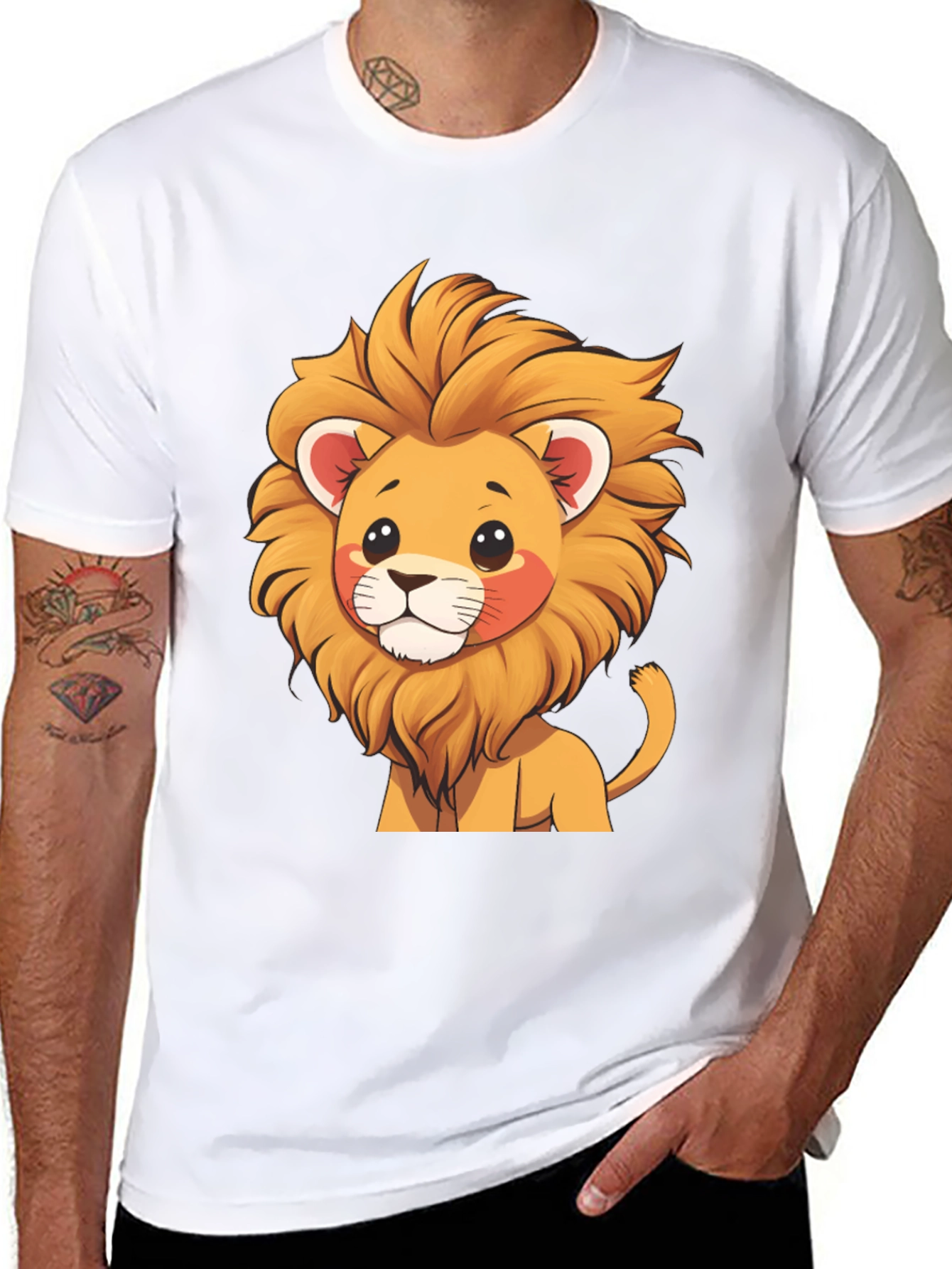 Cute Lion Graphic Tee - Black T-Shirt