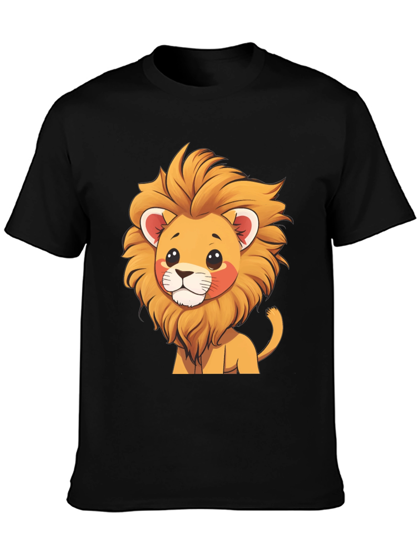 Cute Lion Graphic Tee - Black T-Shirt