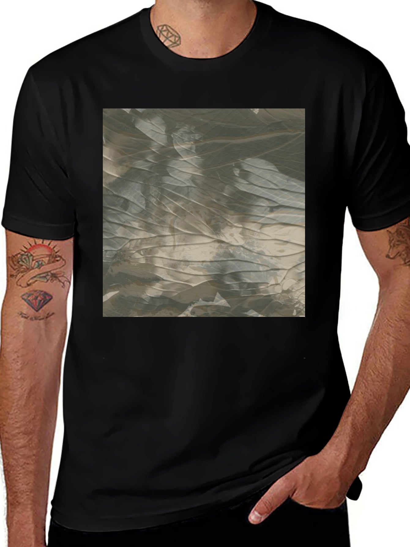 Abstract Pattern Black T-Shirt