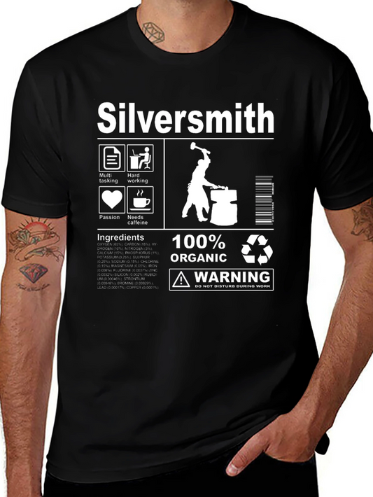 Silversmith T-Shirt - Organic Material Warning Graphic