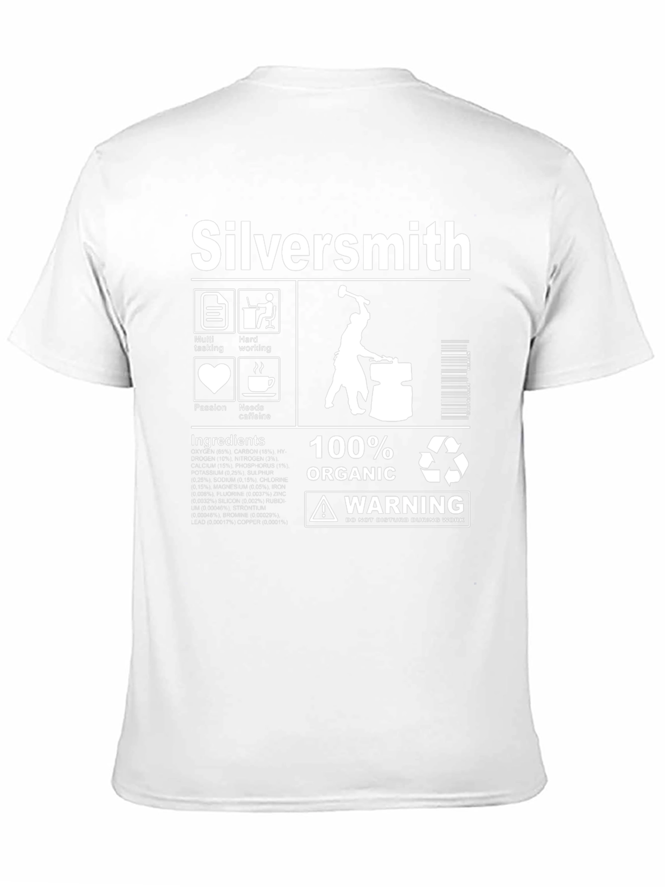 Silversmith T-Shirt - Organic Material Warning Graphic