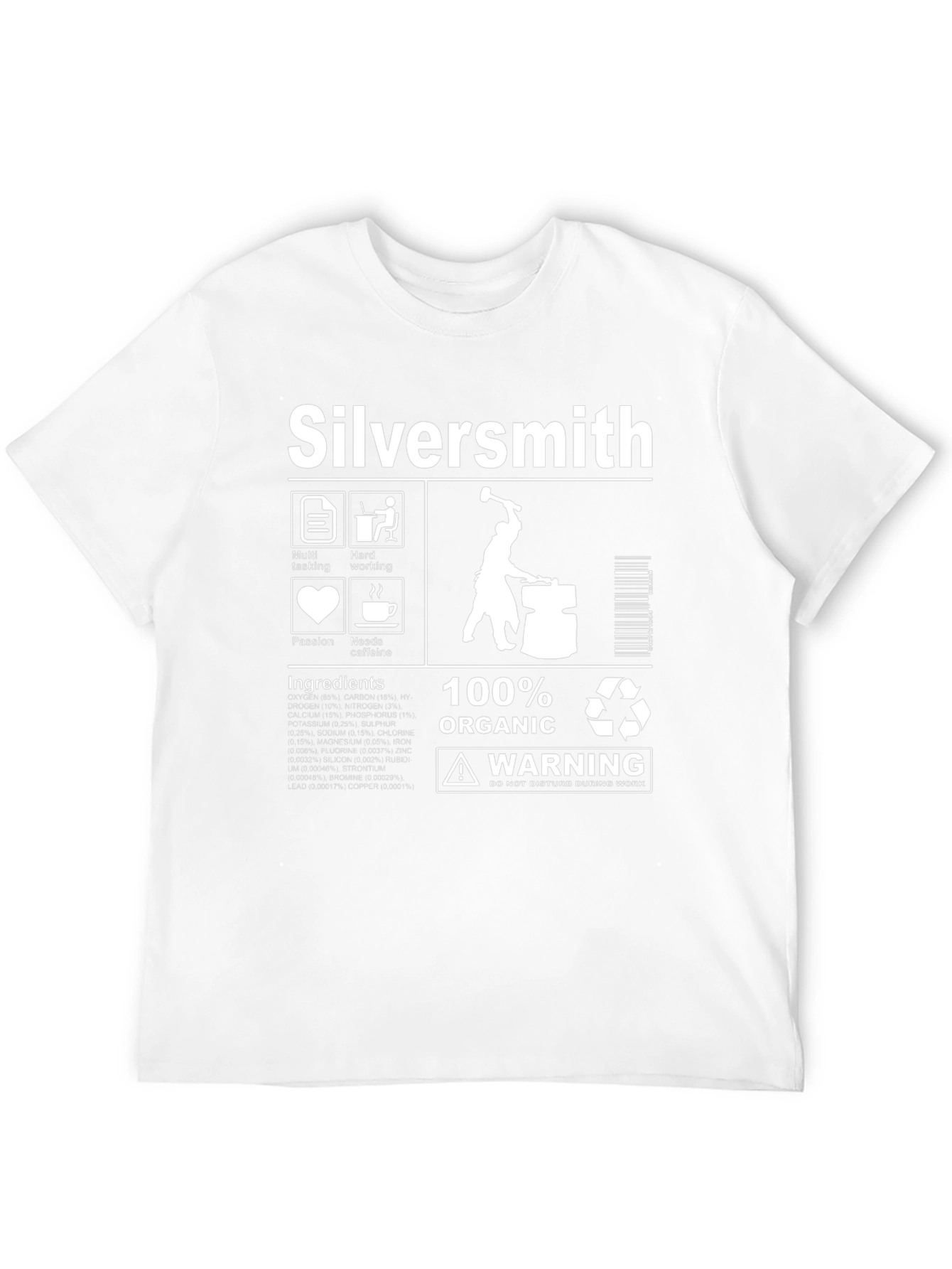Silversmith T-Shirt - Organic Material Warning Graphic