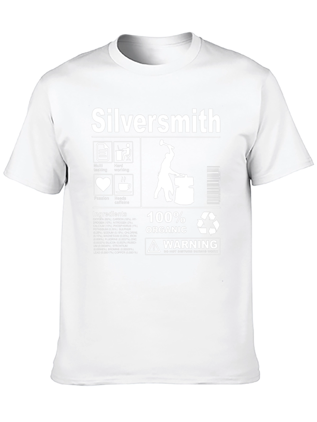 Silversmith T-Shirt - Organic Material Warning Graphic