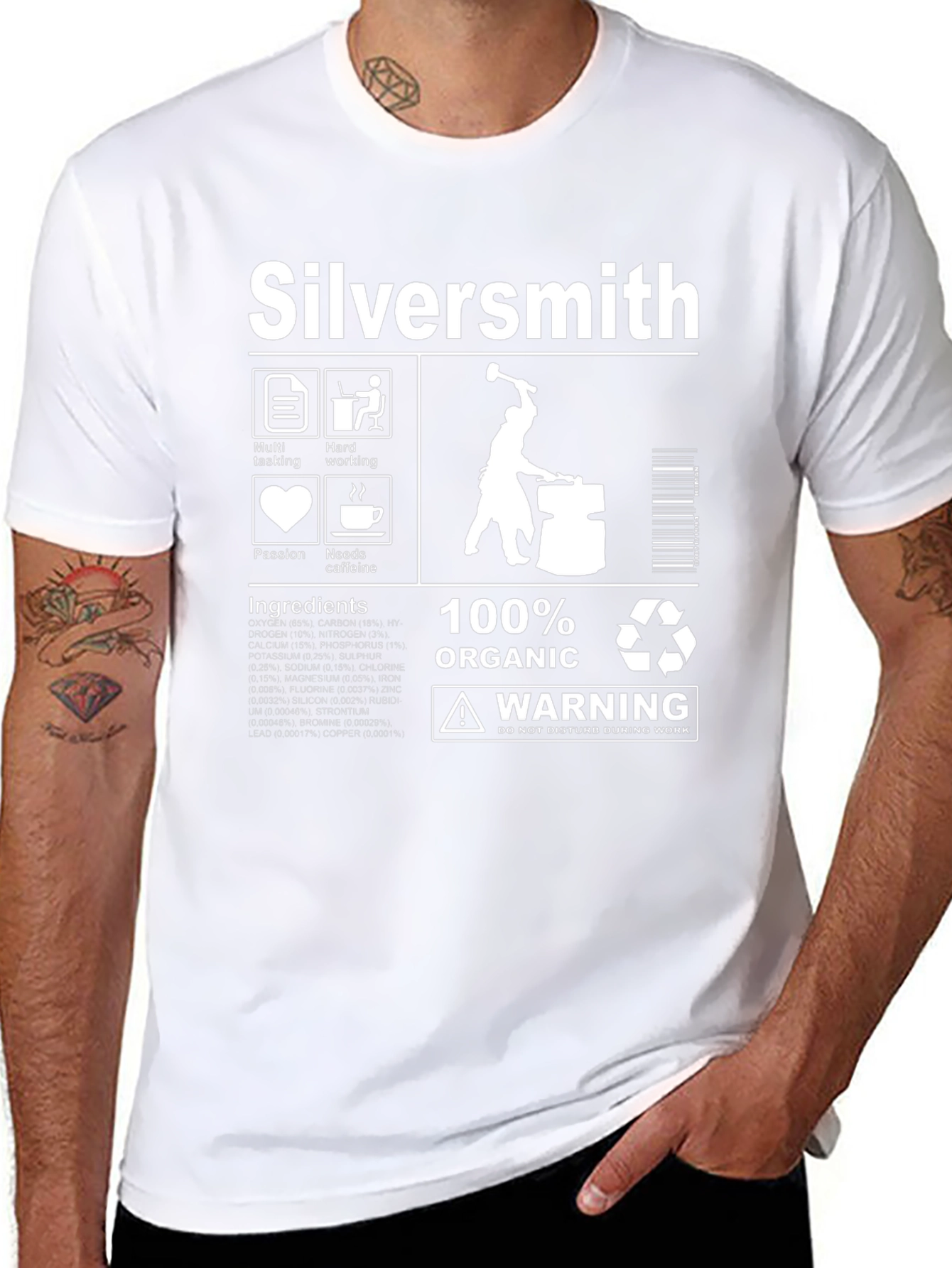 Silversmith T-Shirt - Organic Material Warning Graphic