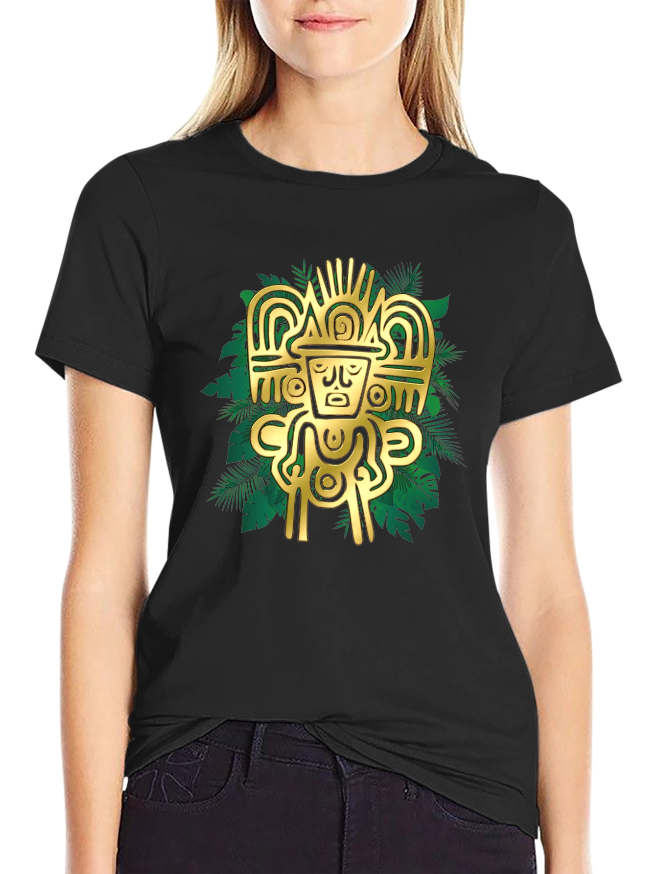Aztec Gold Graphic Black T-Shirt