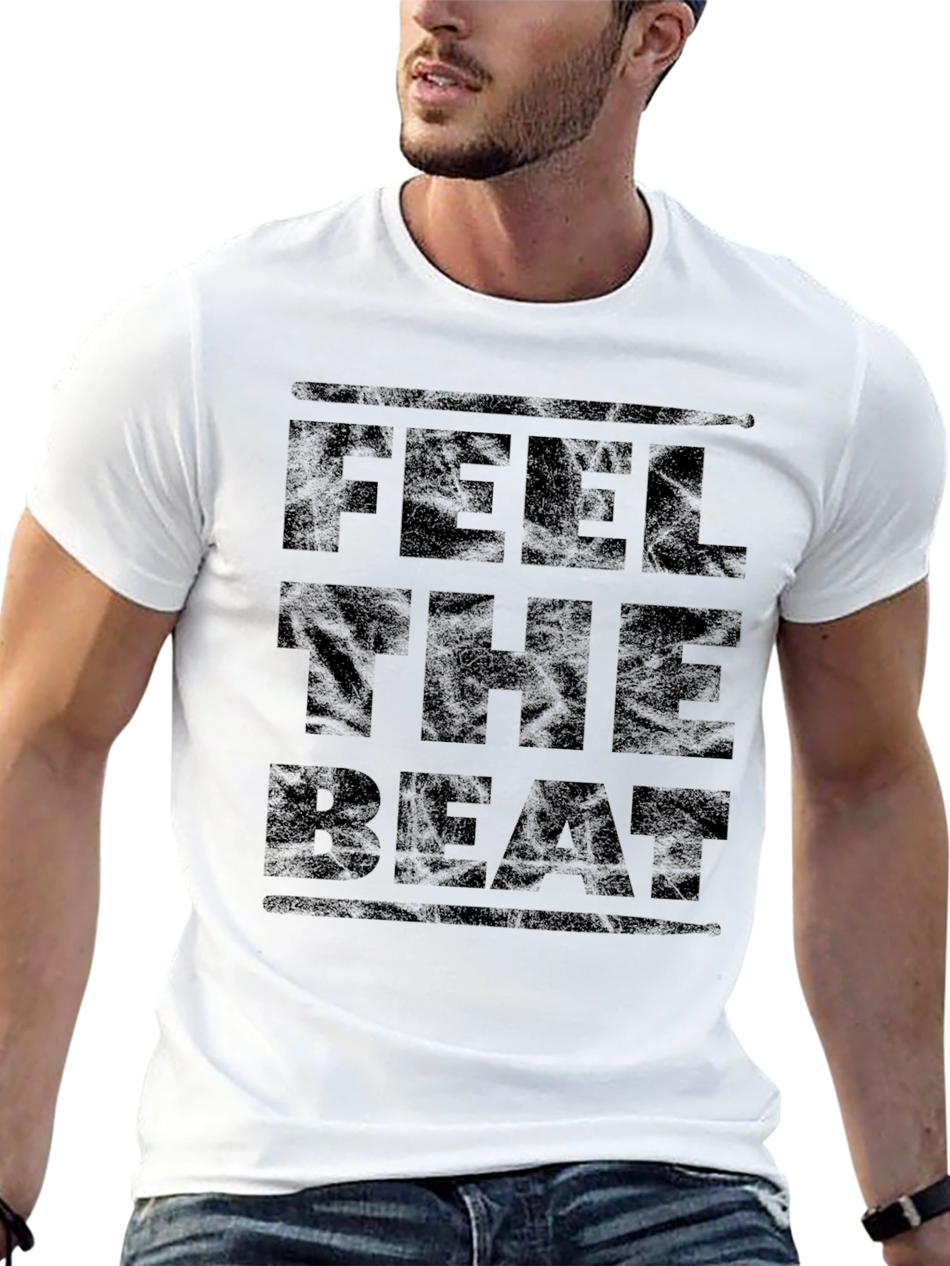 Feel The Beat Black Graphic Print T-Shirt