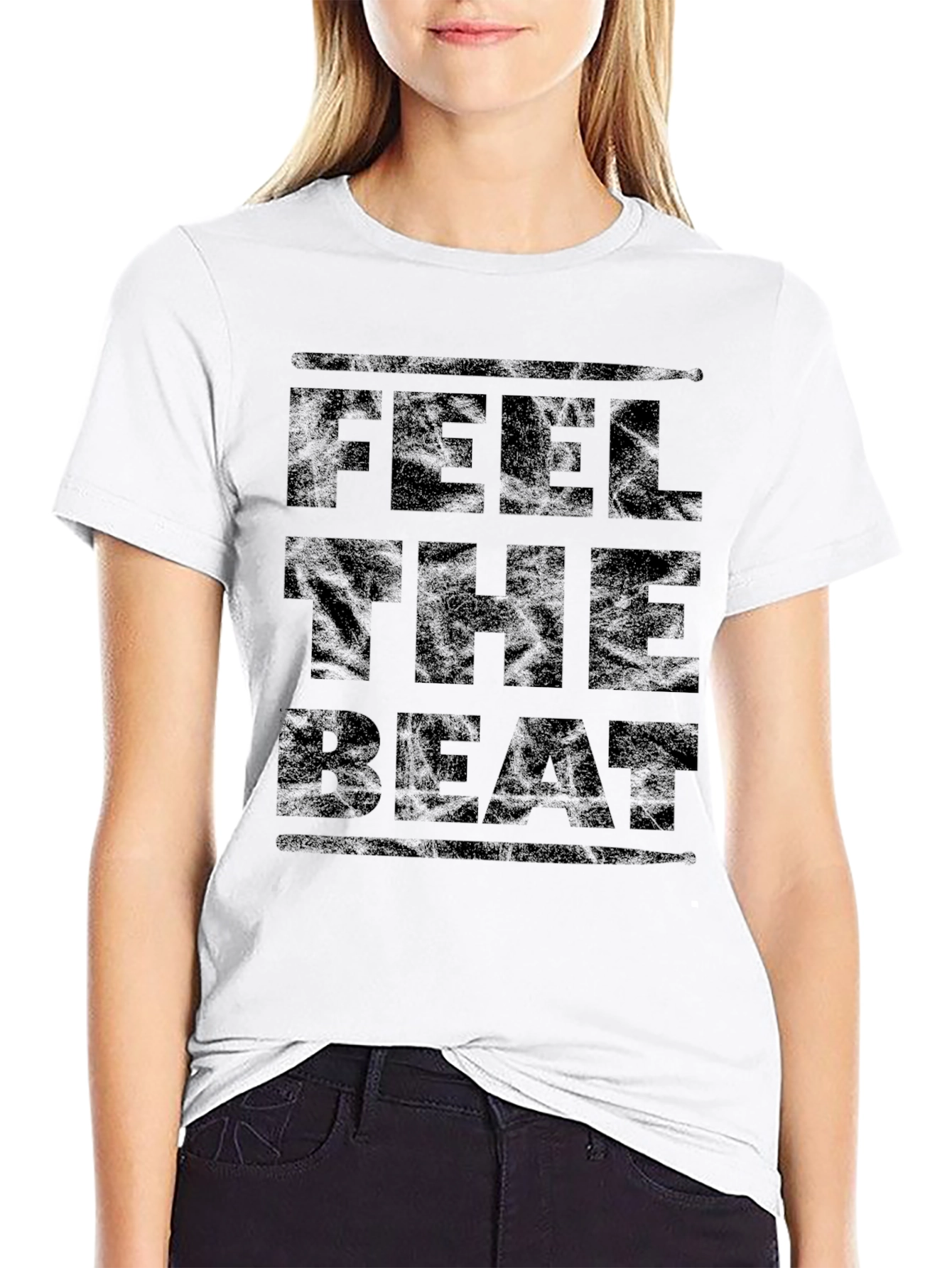 Feel The Beat Black Graphic Print T-Shirt