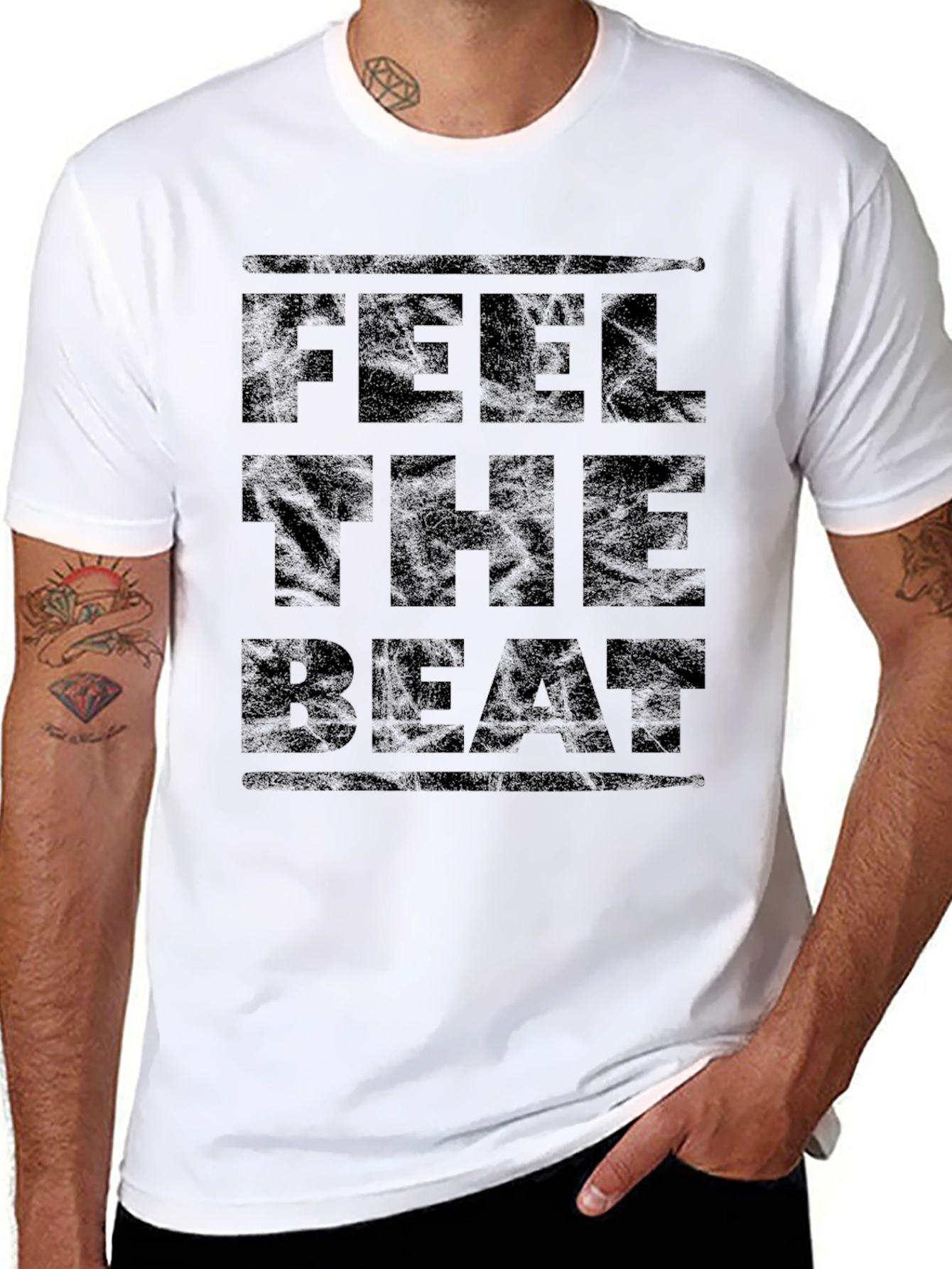 Feel The Beat Black Graphic Print T-Shirt
