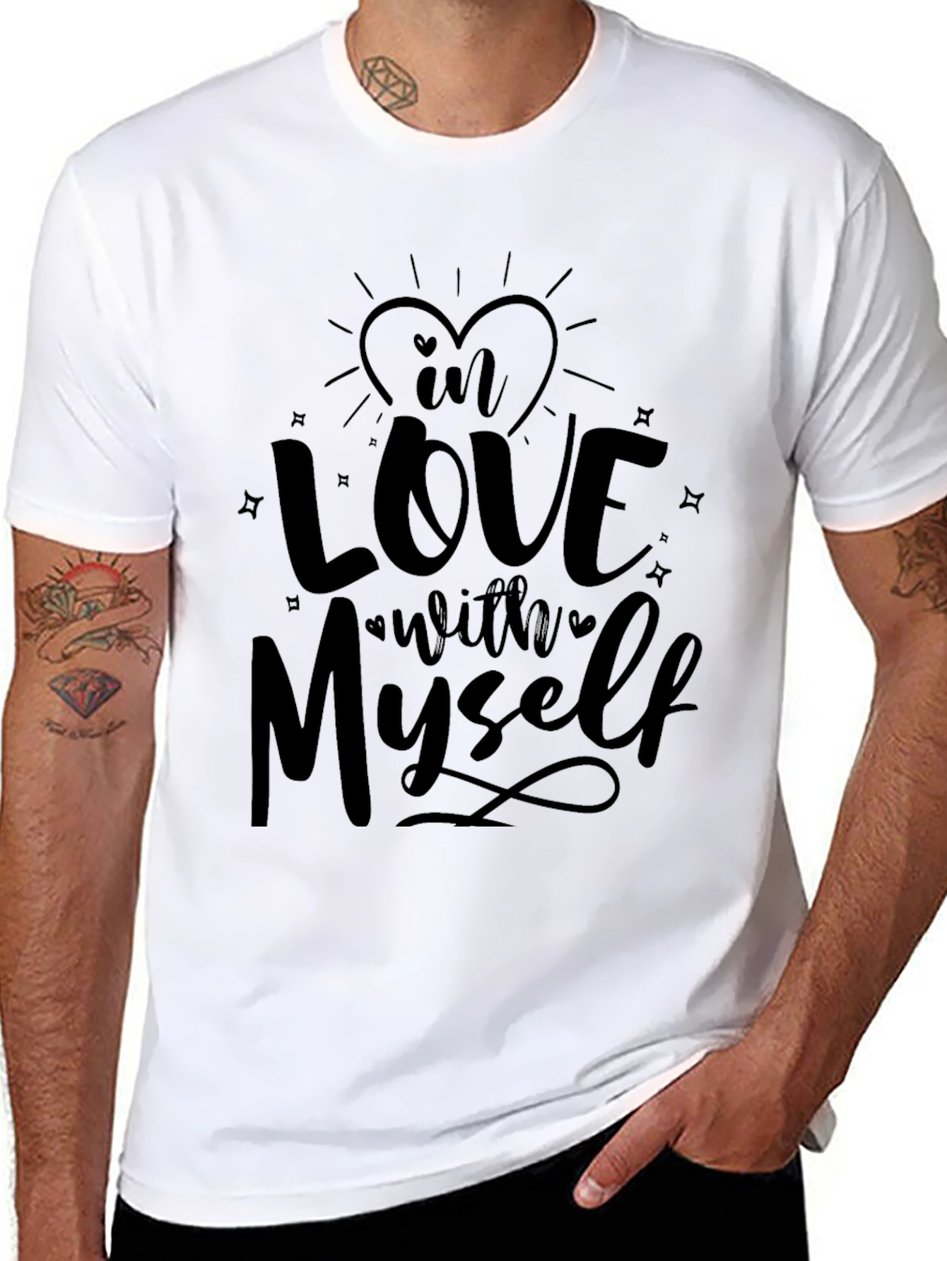 In Love with Myself Graphic Black Tee