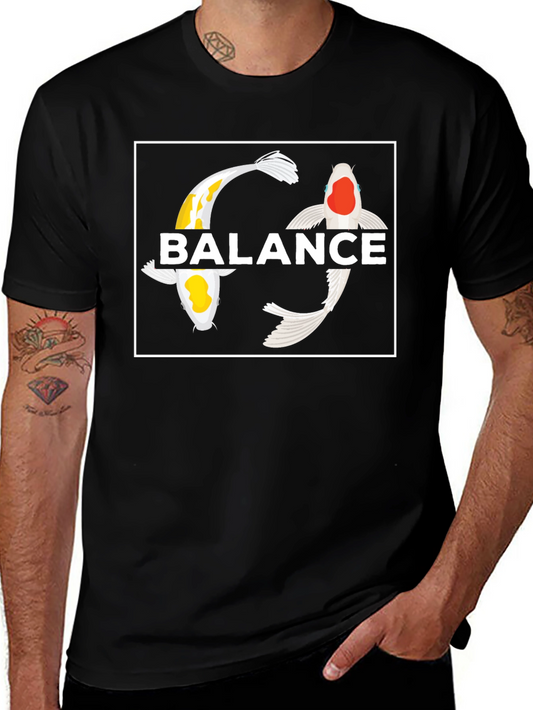 Koi Fish Balance Graphic T-Shirt - Yin Yang Style