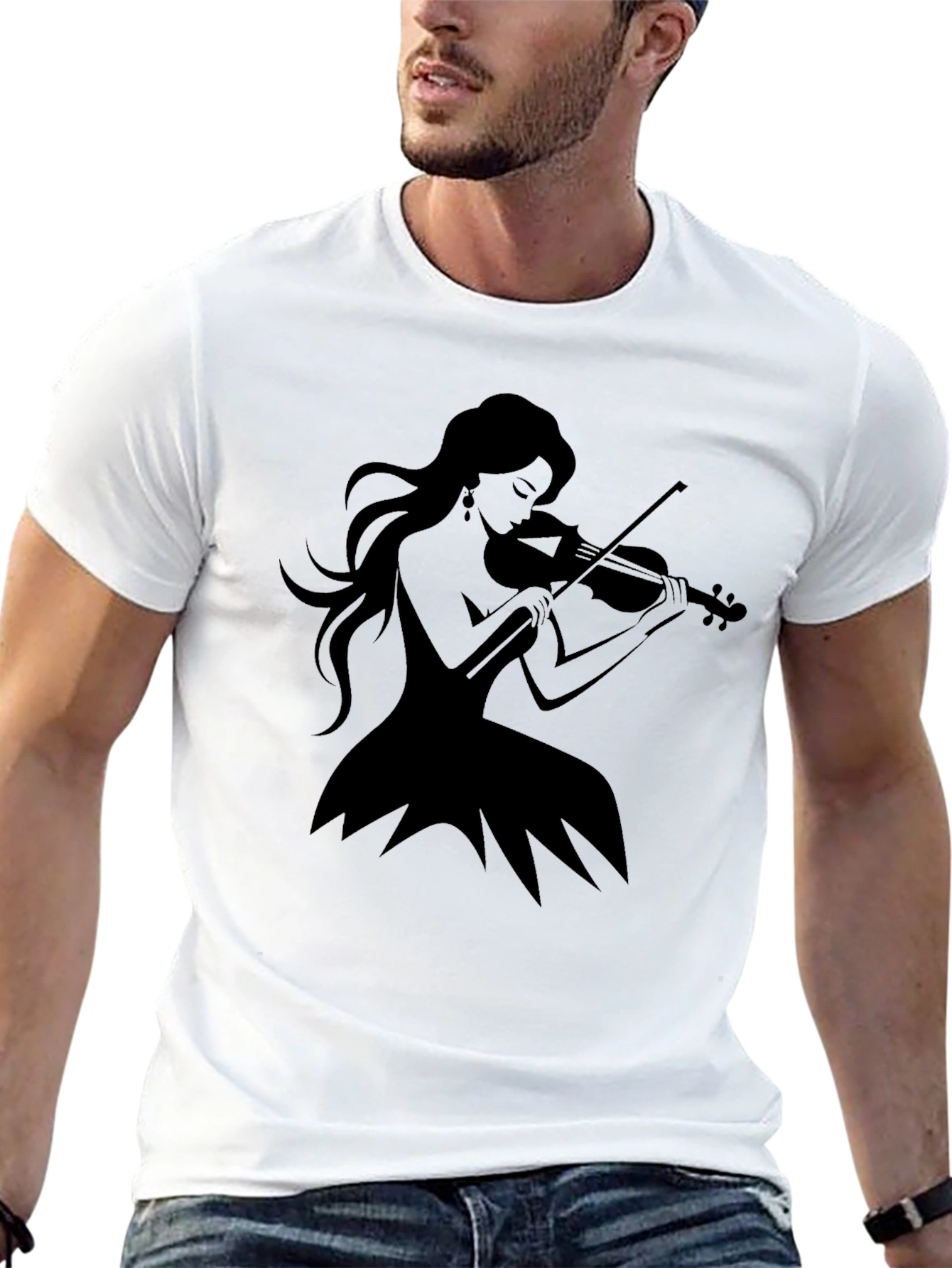 Violin Woman Black T-Shirt