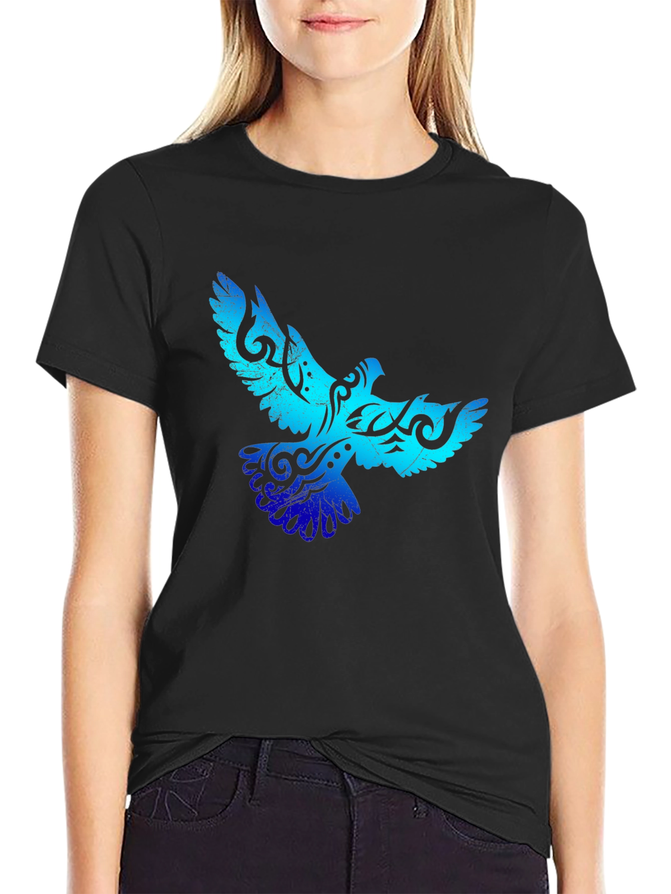 Tribal Dove Graphic Black T-Shirt