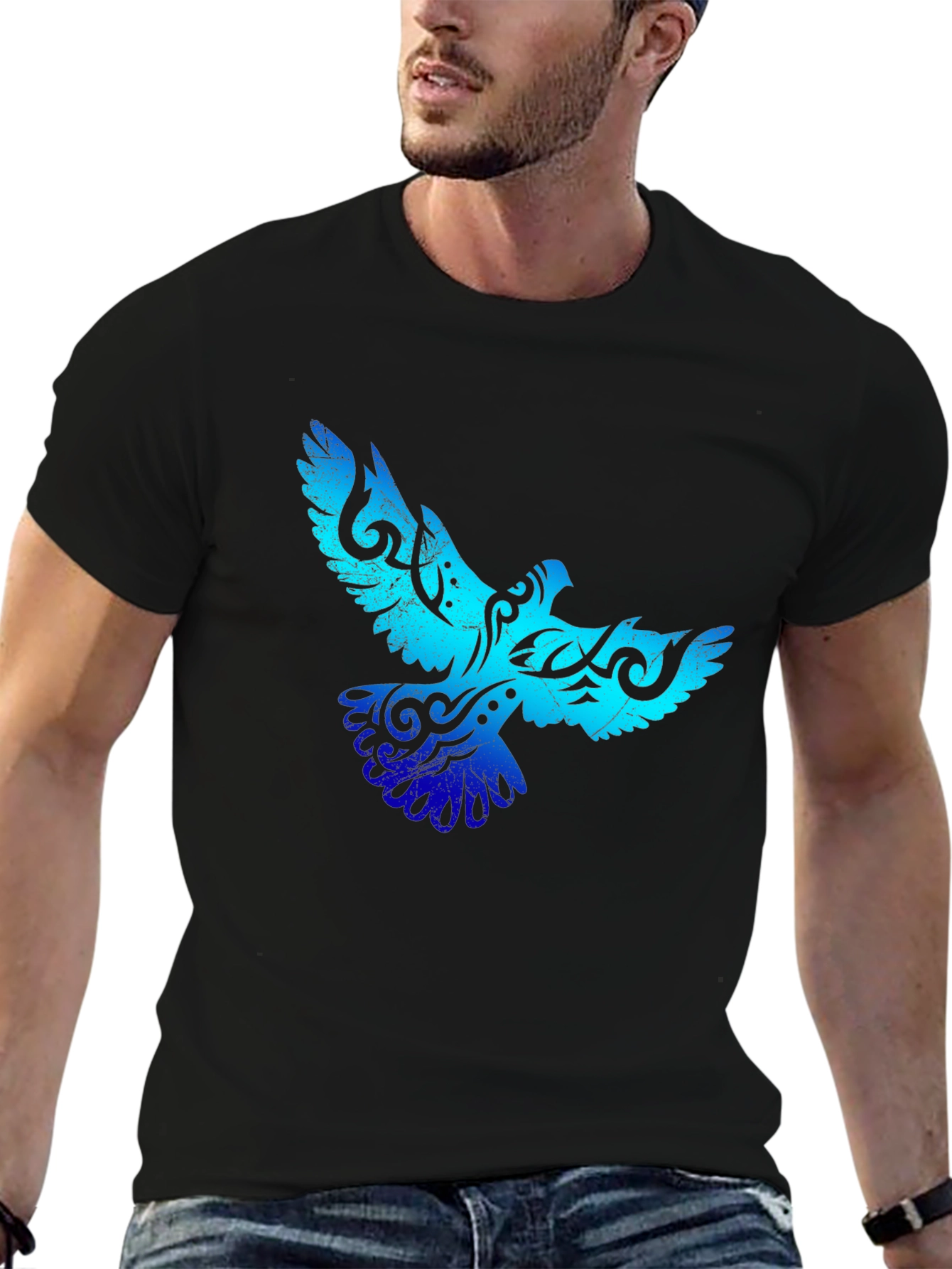 Tribal Dove Graphic Black T-Shirt