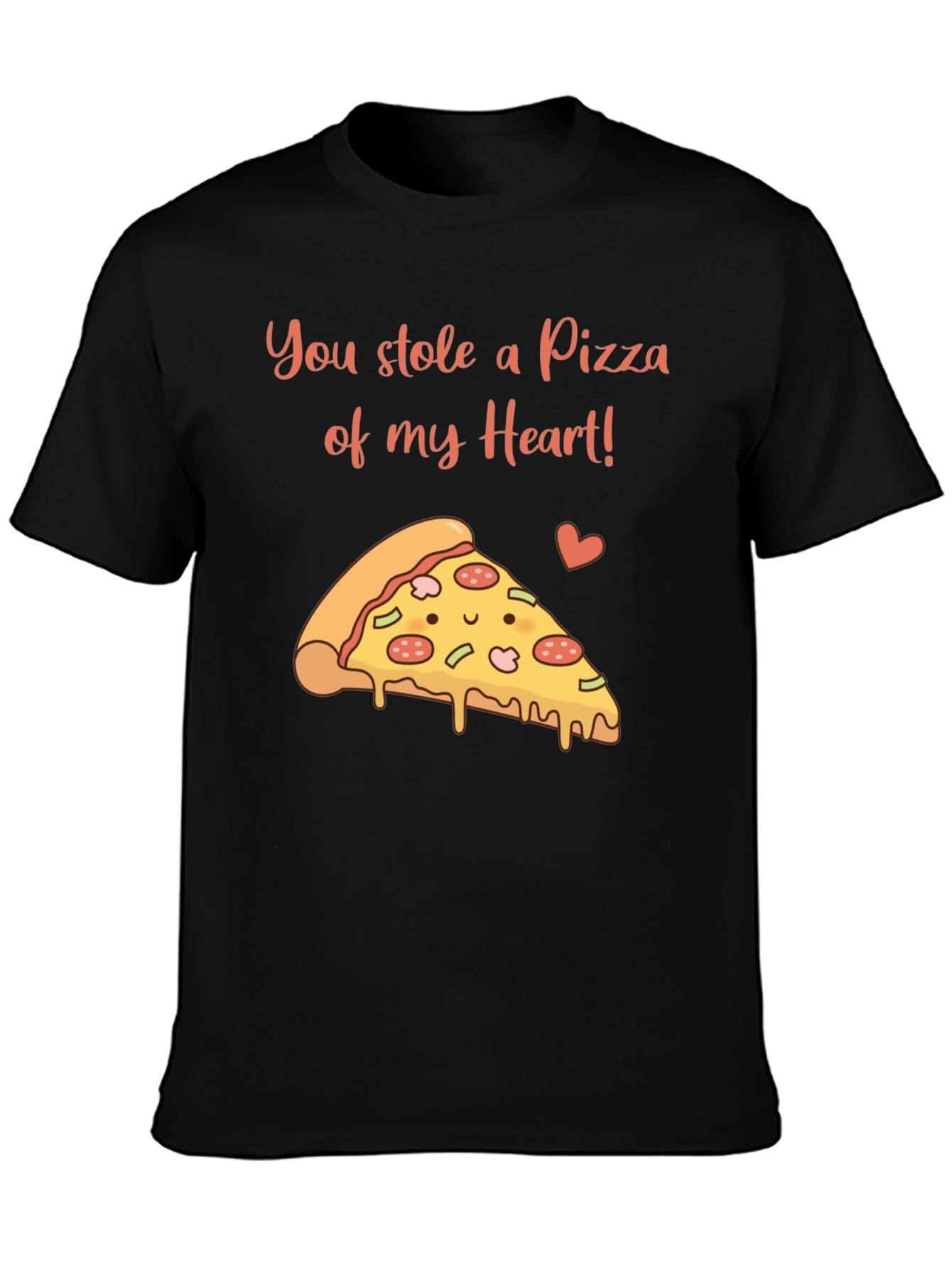 Pizza My Heart Mens Graphic T-Shirt - Black