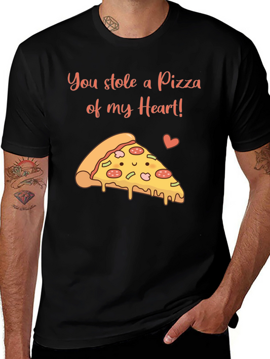Pizza My Heart Mens Graphic T-Shirt - Black